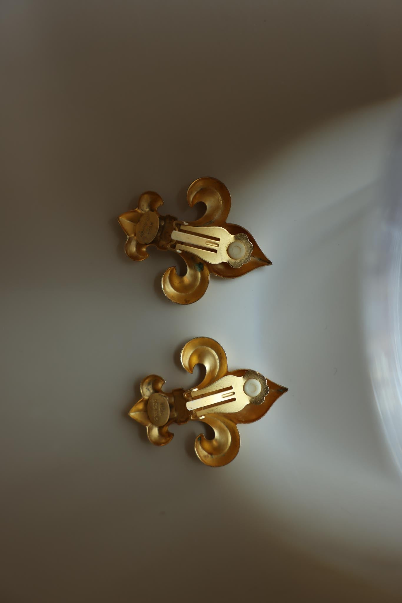 Matte Gold Fleur-de-Lis Clip-On Earrings