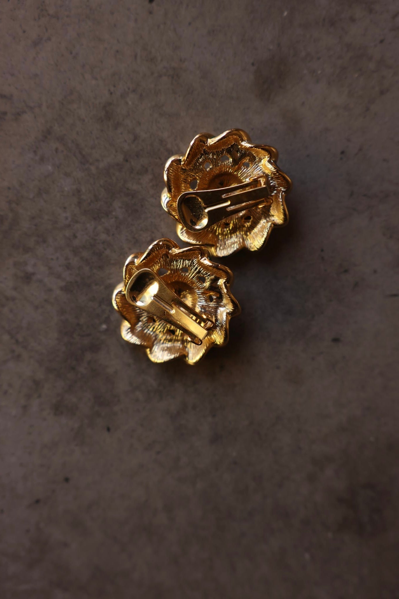 Gold-Tone Clip-On Earrings with Green, Brown, and Orange Accents