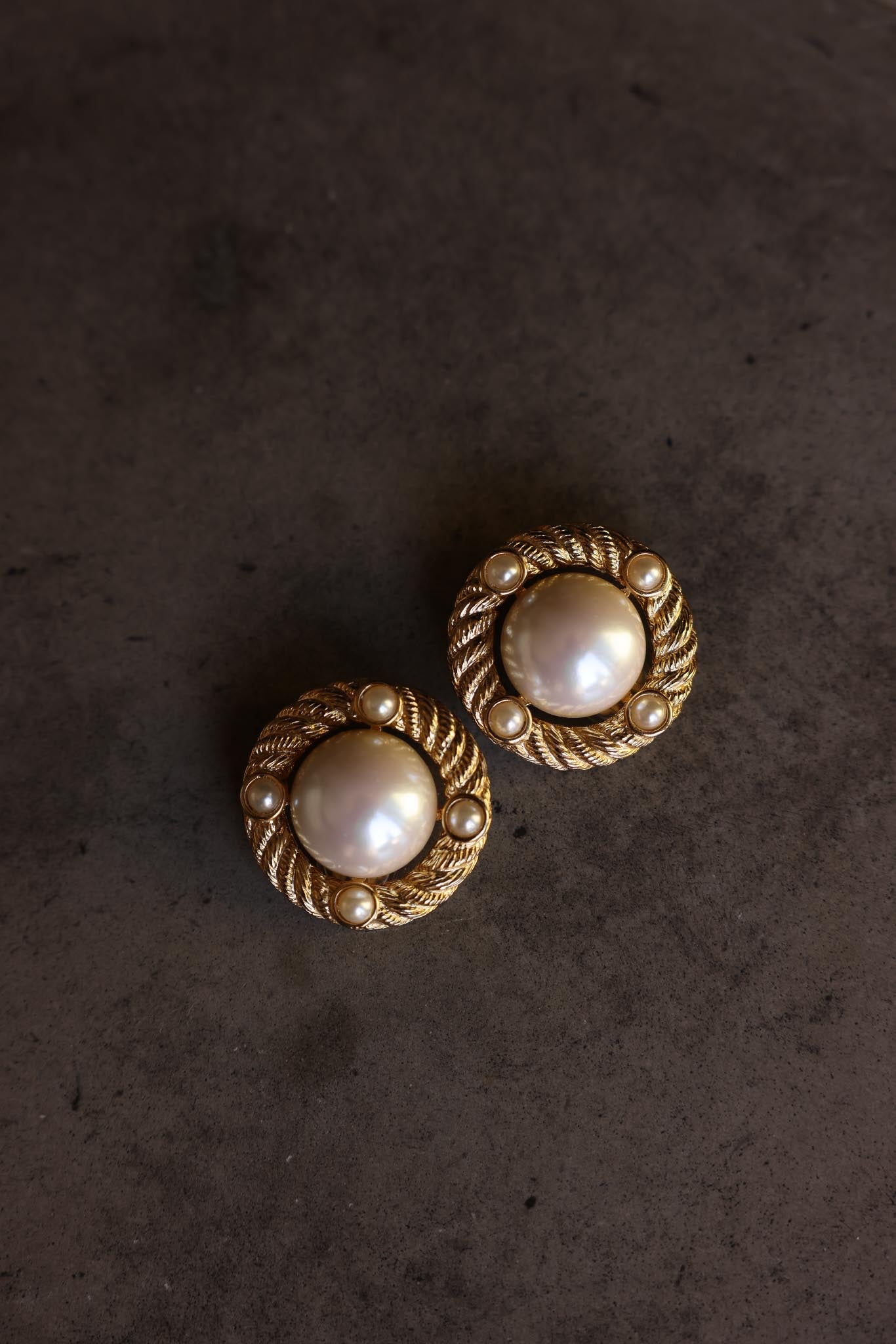 Gold-Tone Faux Pearl Rope Clip-On Earrings