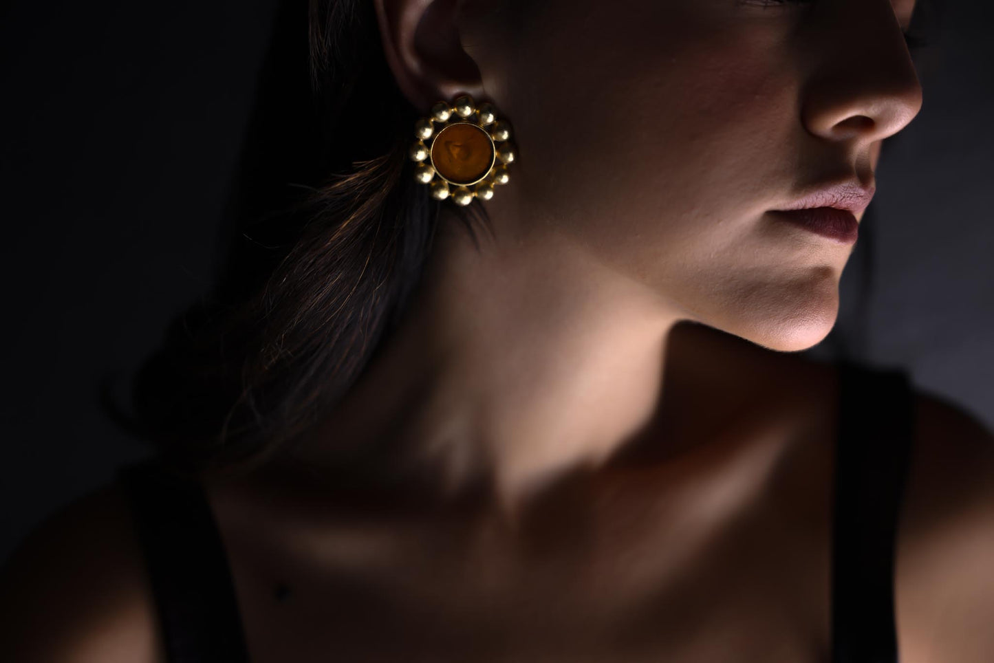 Golden Amber Halo Earrings