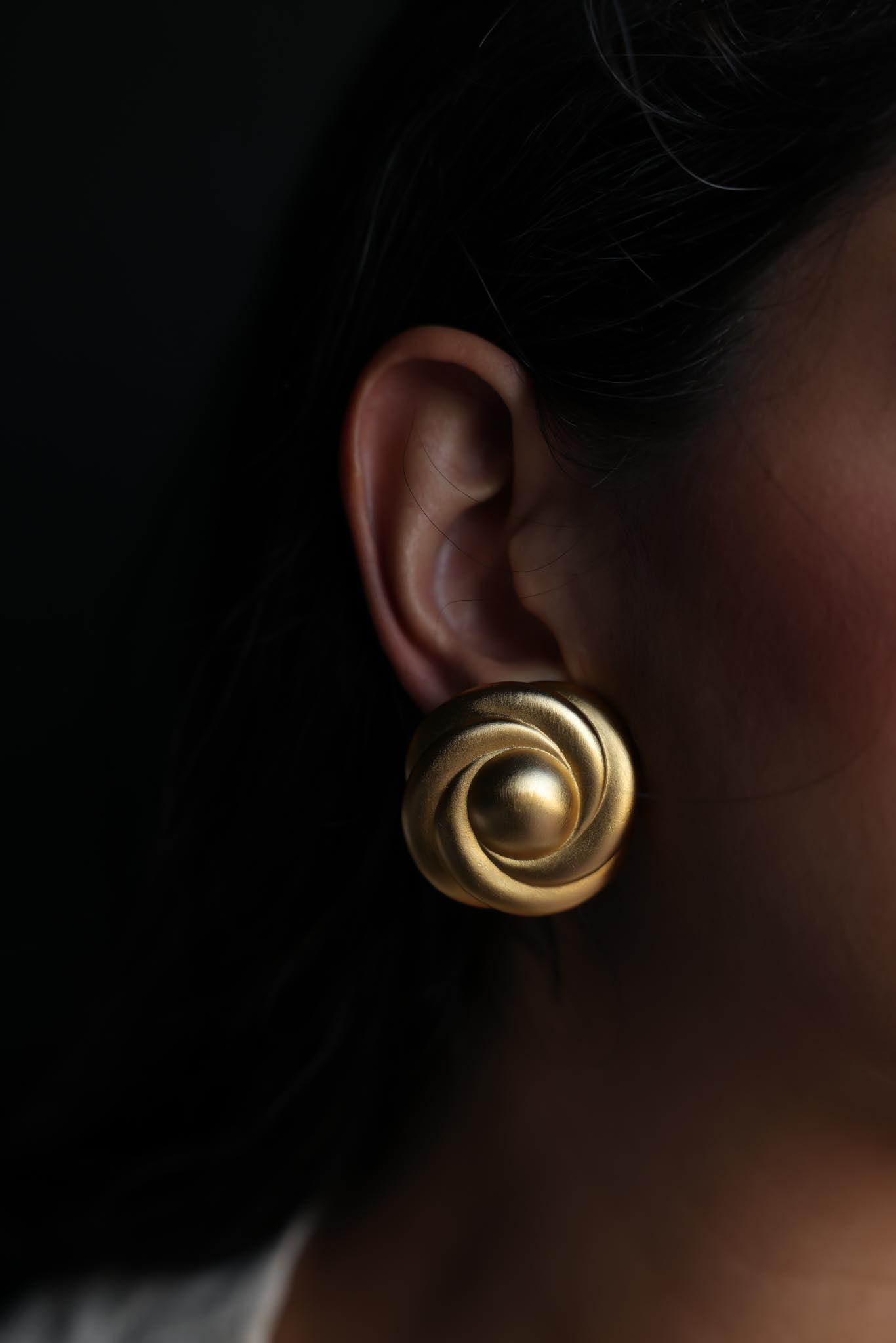 Matte Gold-Tone Swirl Clip-On Earrings