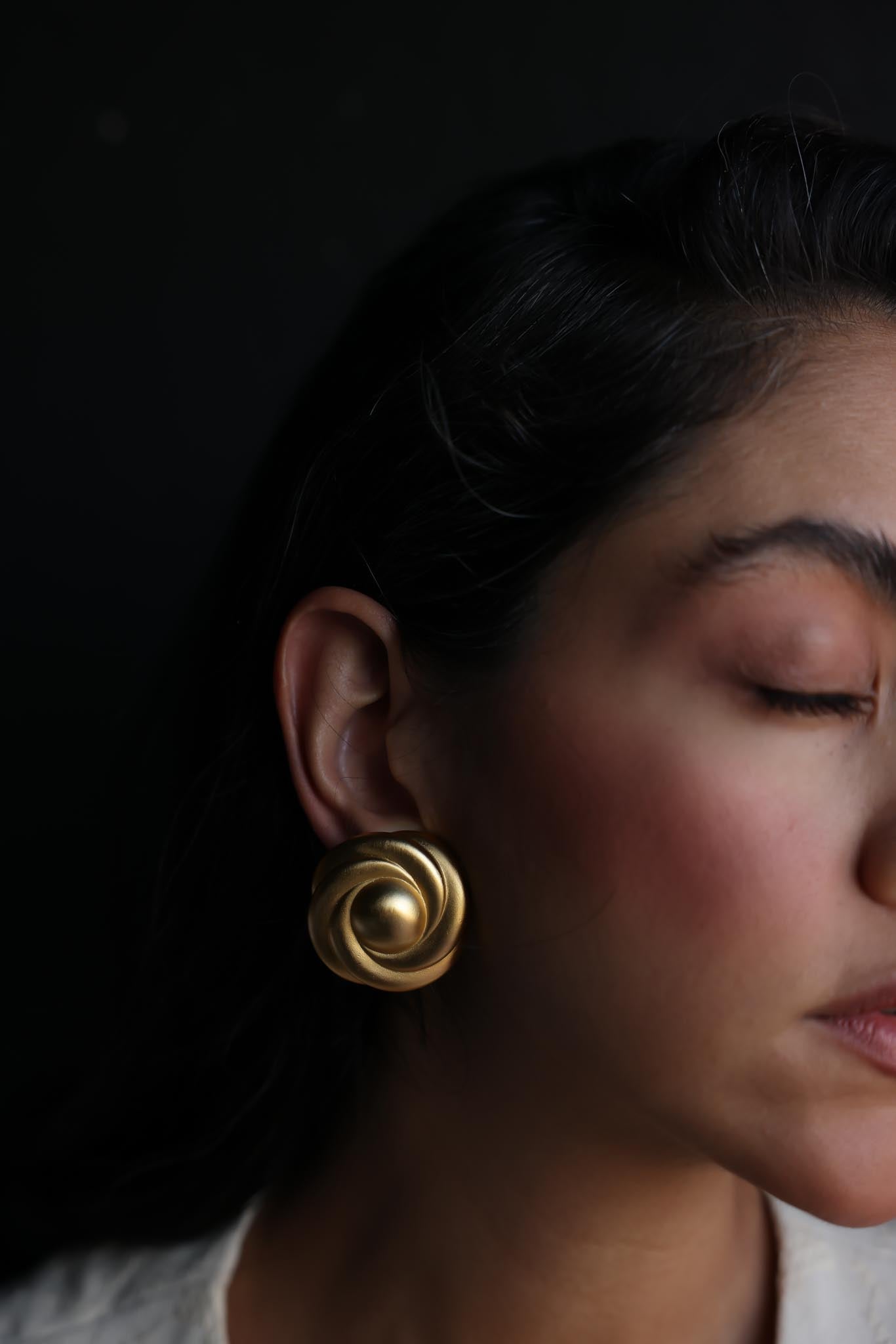 Matte Gold-Tone Swirl Clip-On Earrings