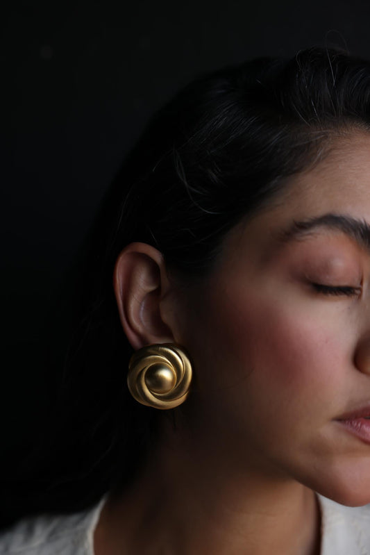 Matte Gold-Tone Swirl Clip-On Earrings