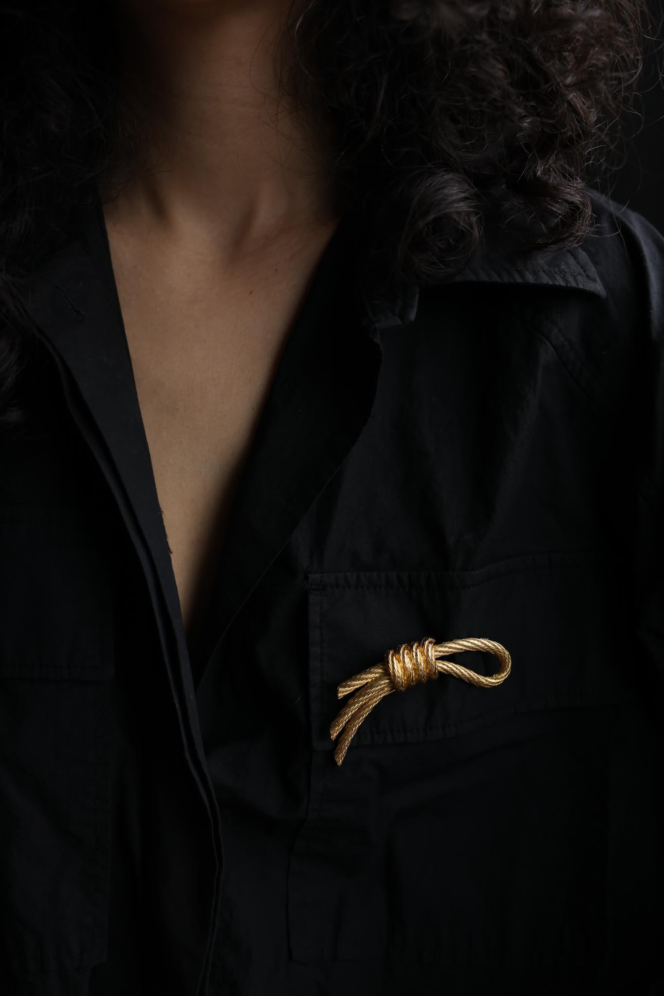 Gold-Tone Rope Knot Brooch