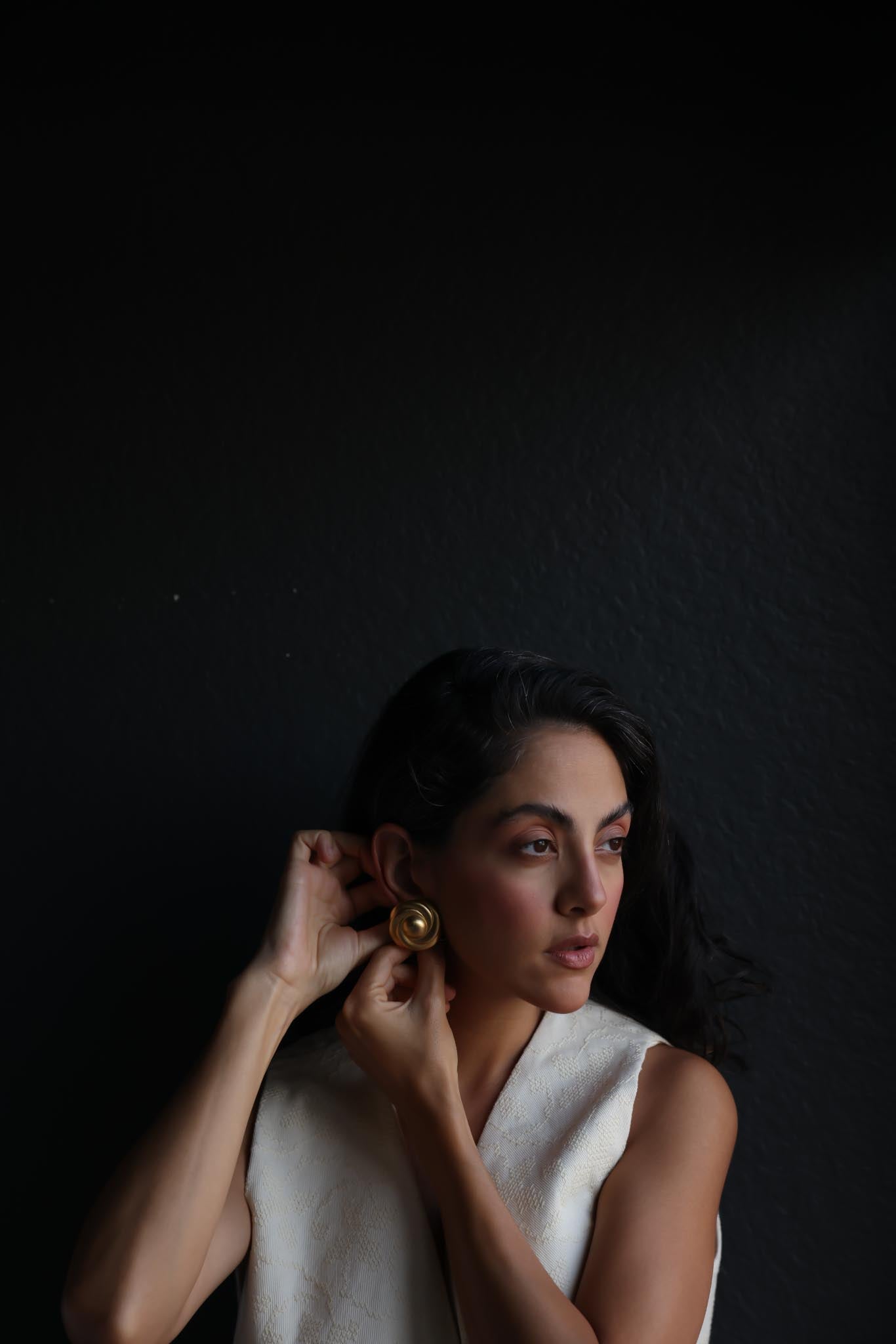 Matte Gold-Tone Swirl Clip-On Earrings