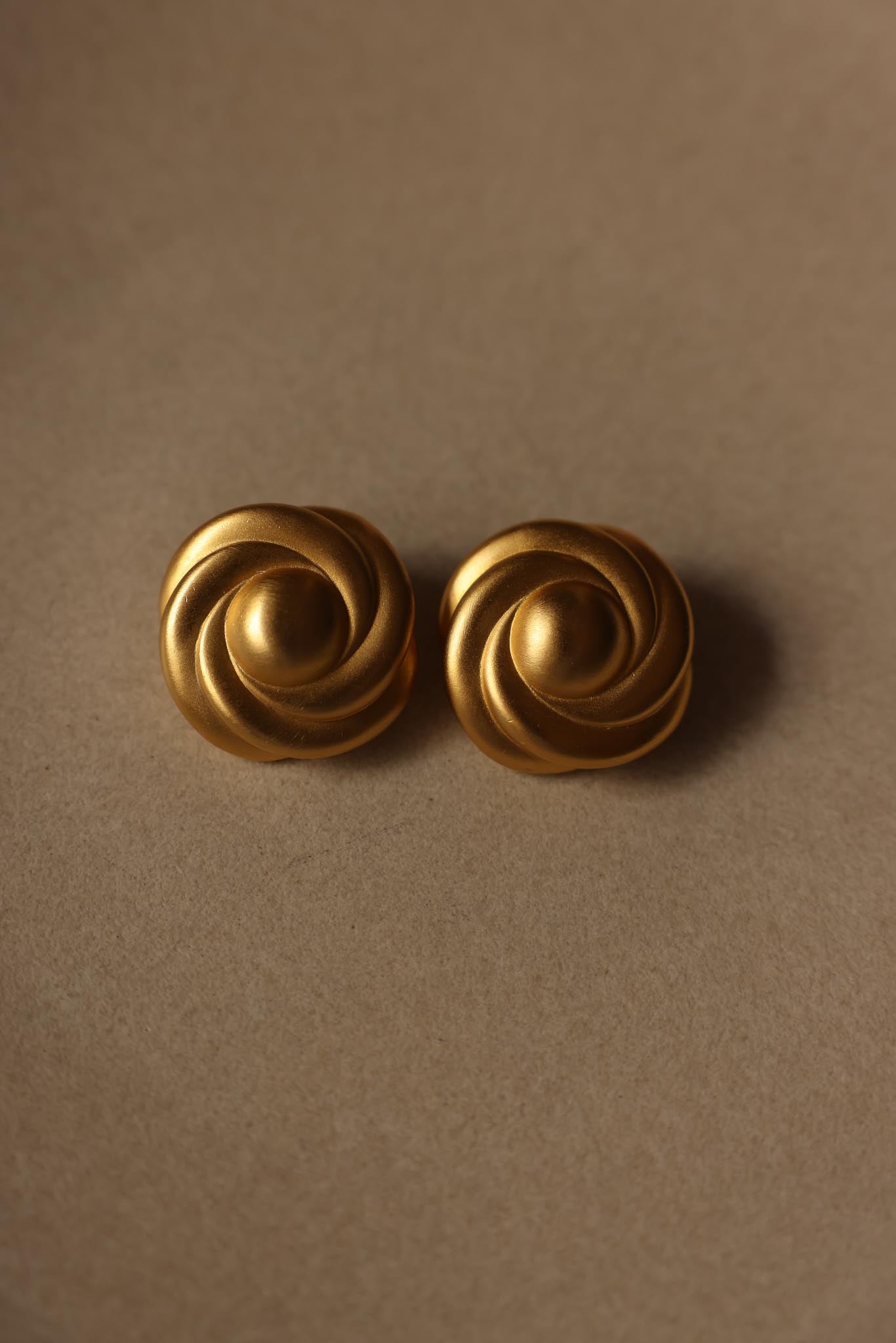 Matte Gold-Tone Swirl Clip-On Earrings
