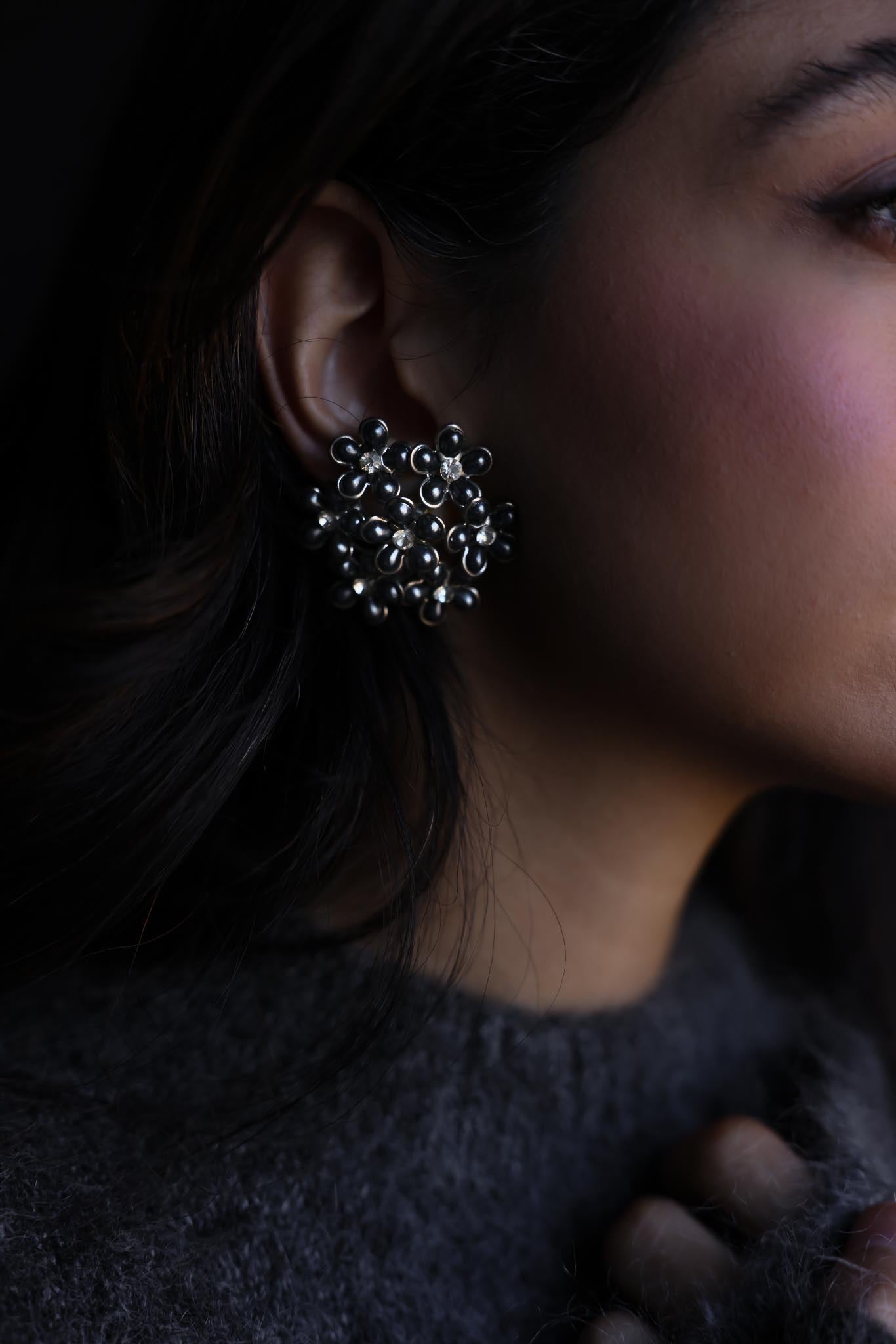 Midnight Blossom Earrings|Vintage Baazaar 