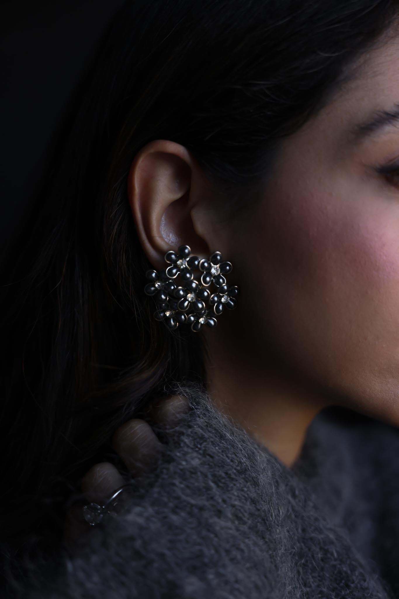 Midnight Blossom Earrings|Vintage Baazaar 