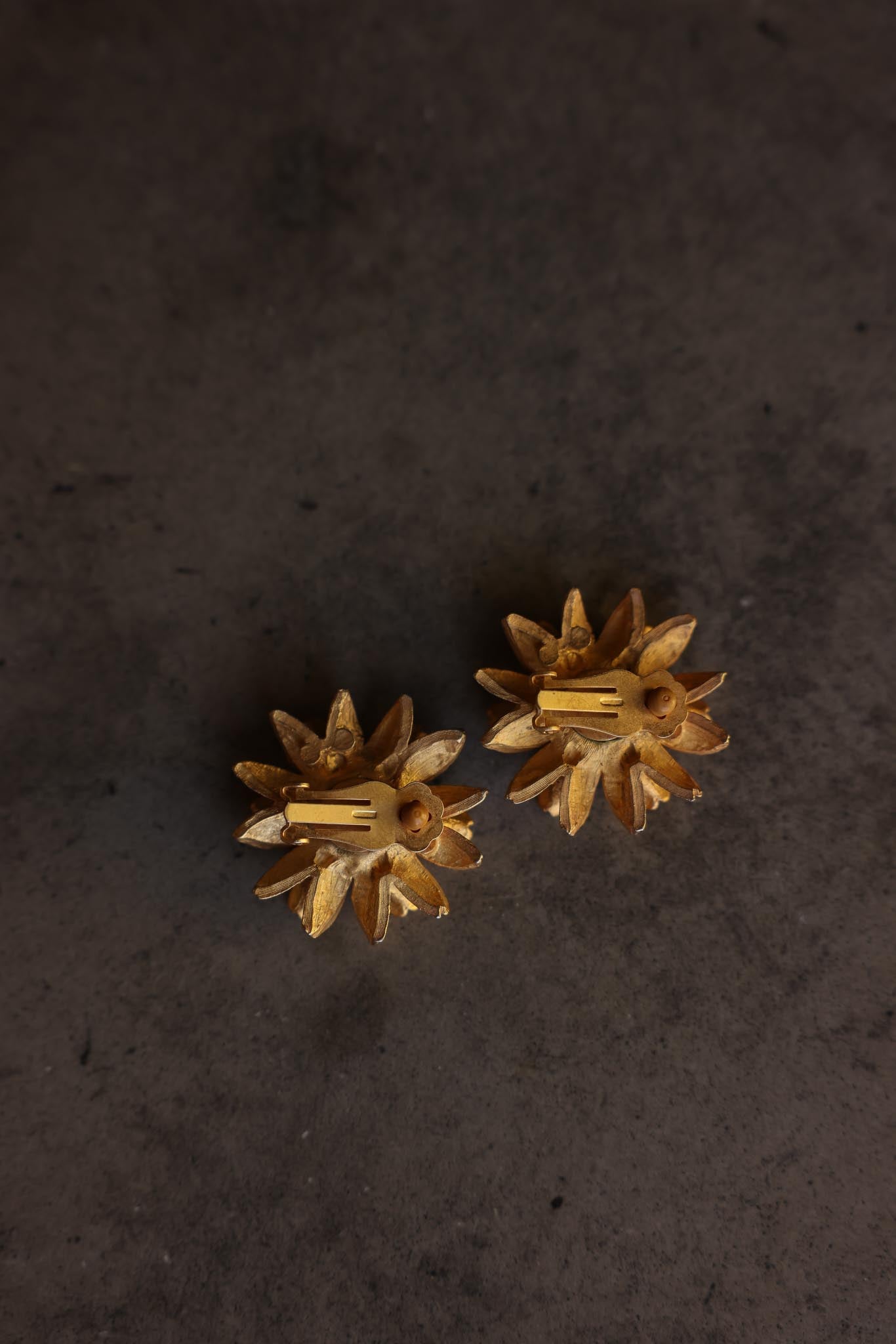 Matte Gold Floral Clip-On Earrings