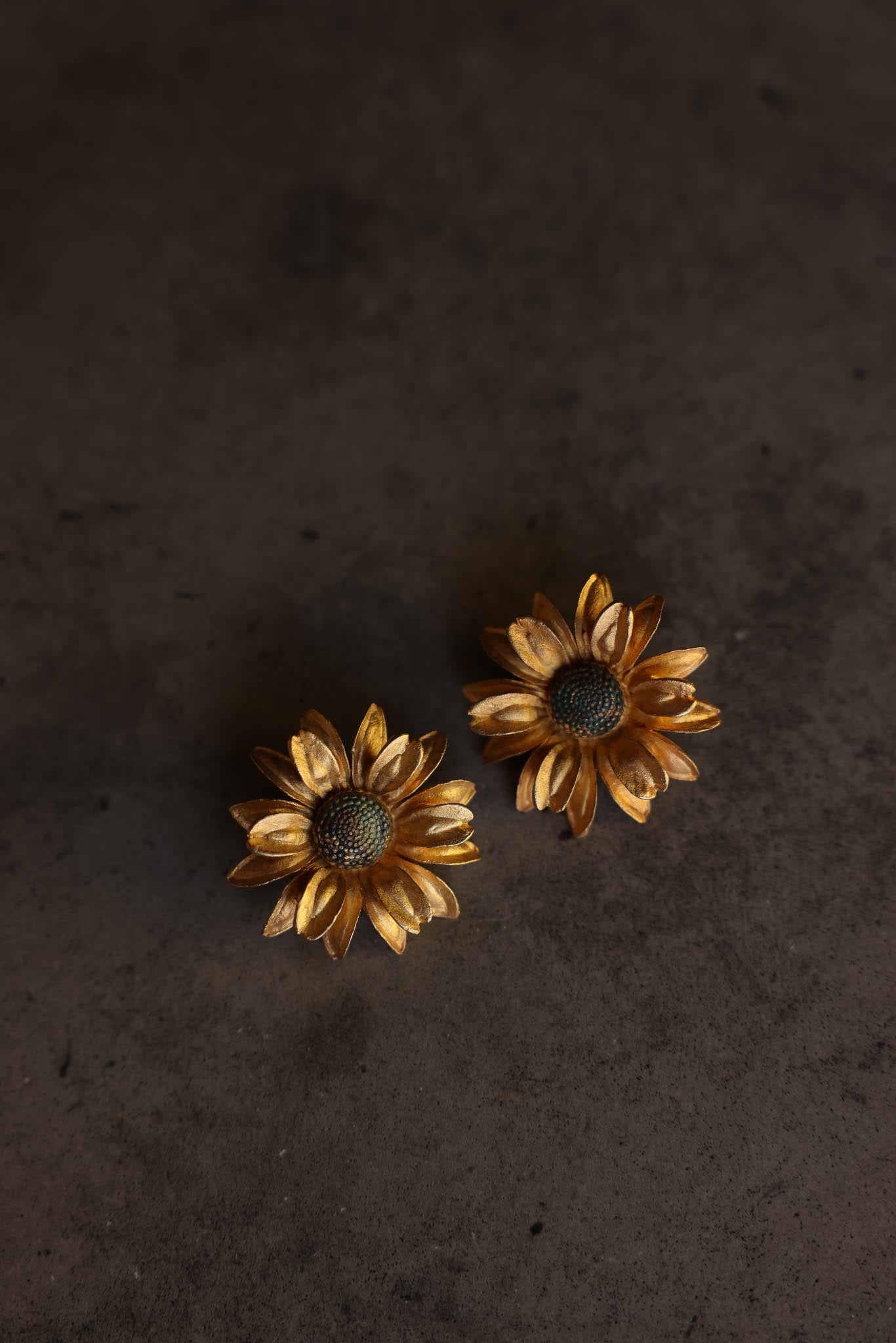 Matte Gold Floral Clip-On Earrings