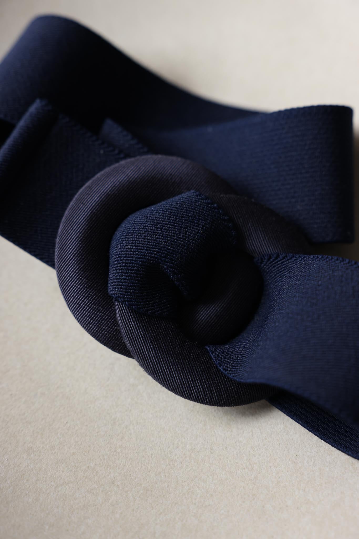Navy Blue Stretch Belt with Knotted Buckle|Vintage Baazaar 