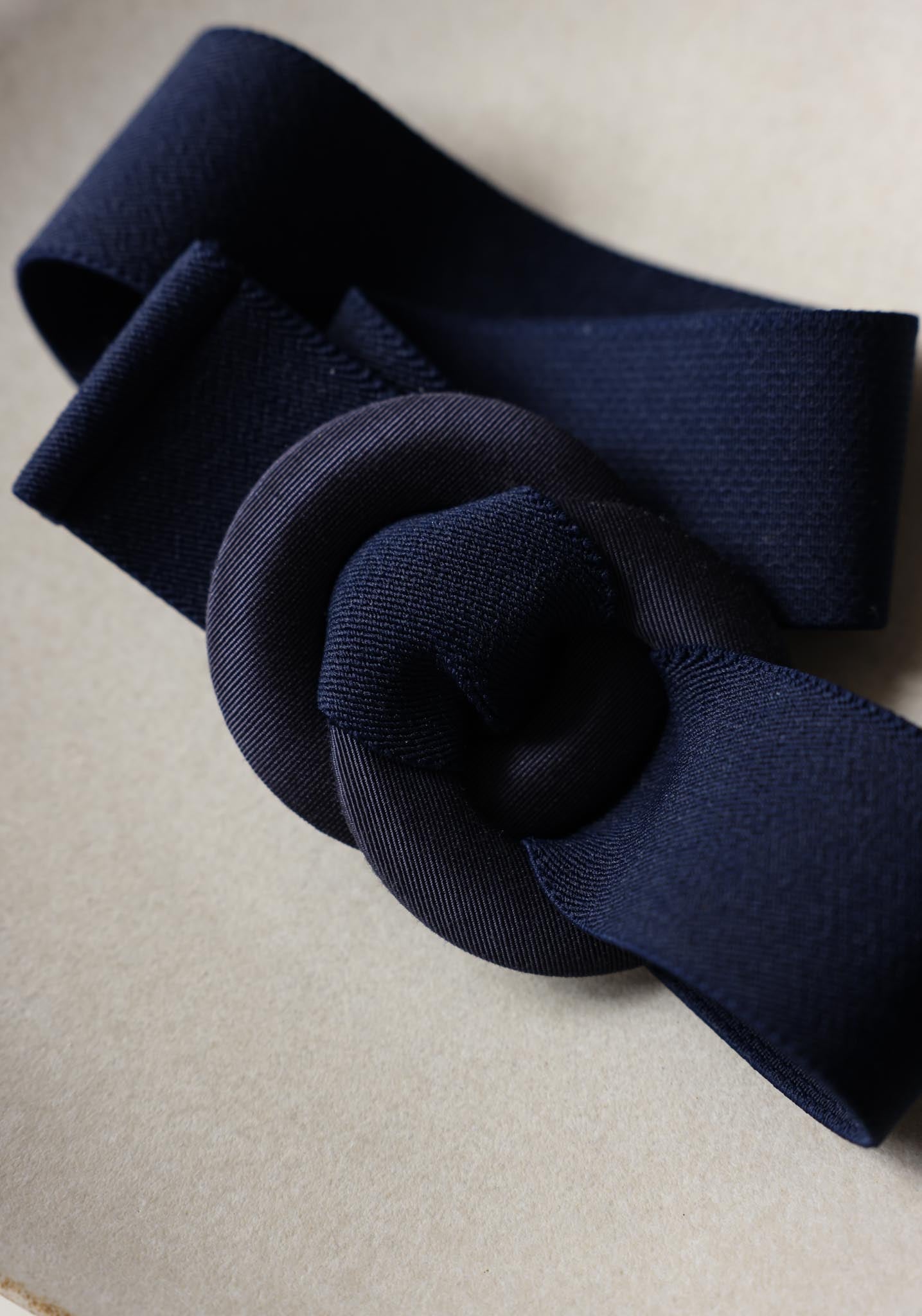 Navy Blue Stretch Belt with Knotted Buckle|Vintage Baazaar 