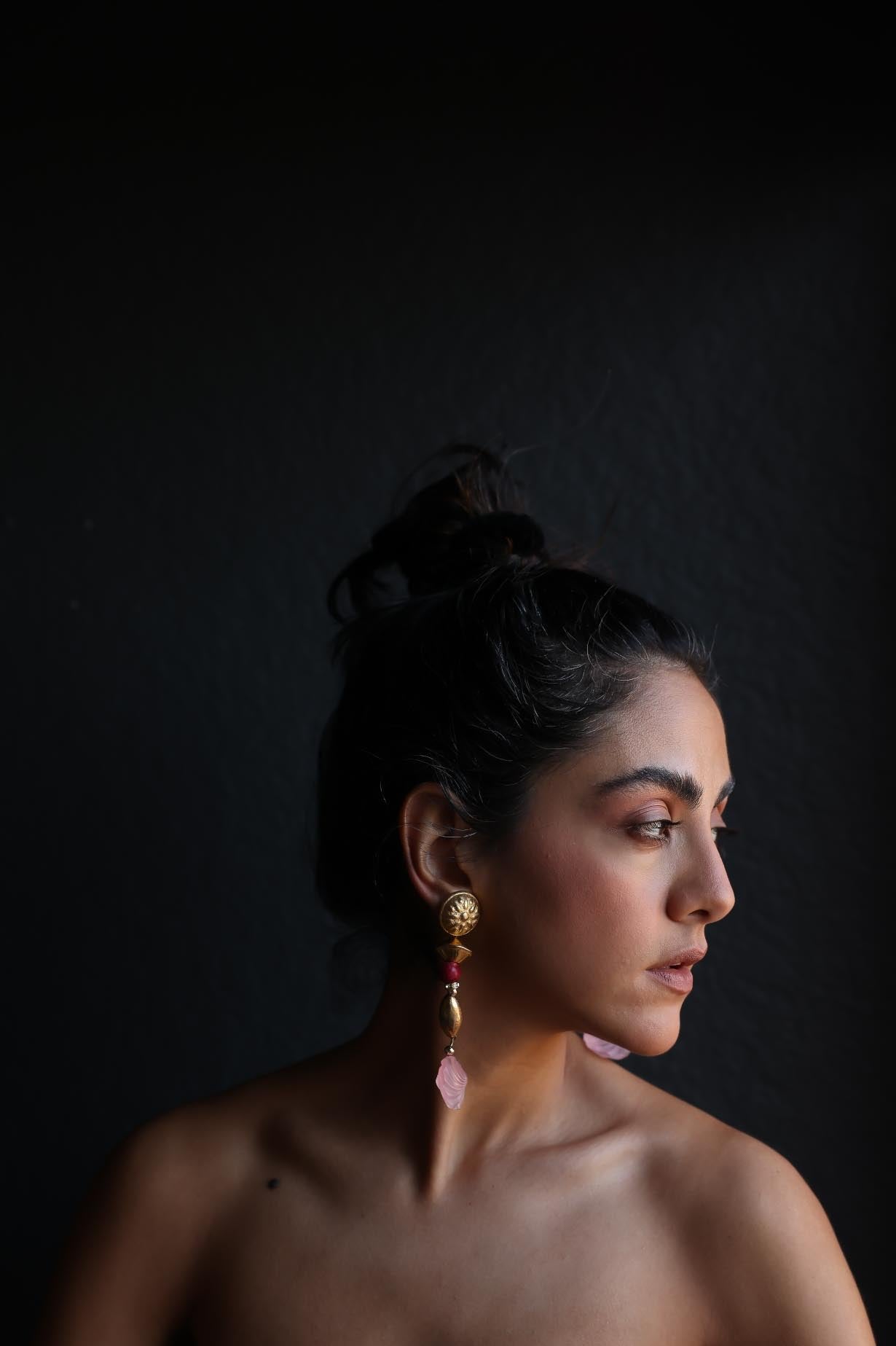 Golden Petal Drop Earrings|Vintage Baazaar 