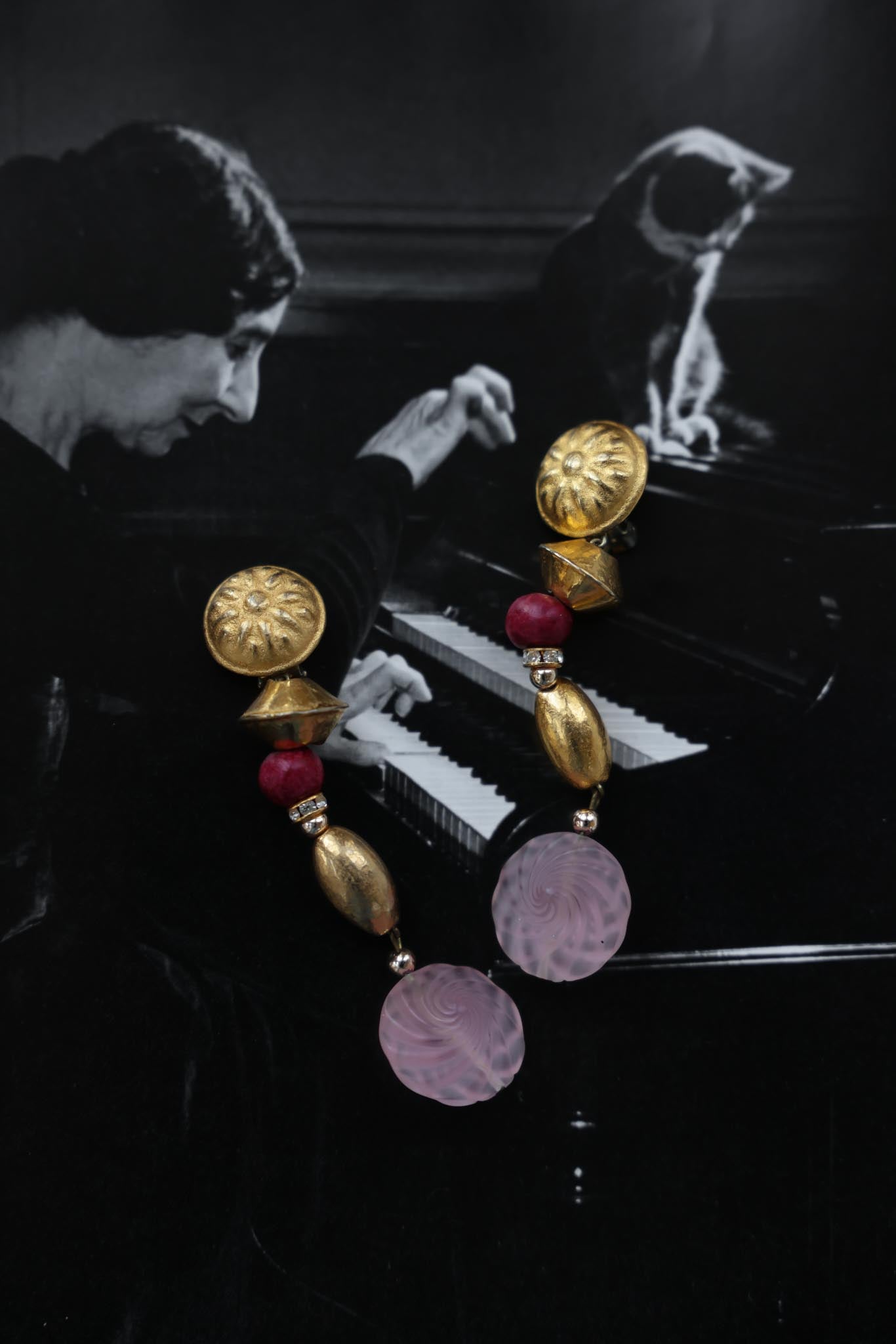Golden Petal Drop Earrings|Vintage Baazaar 