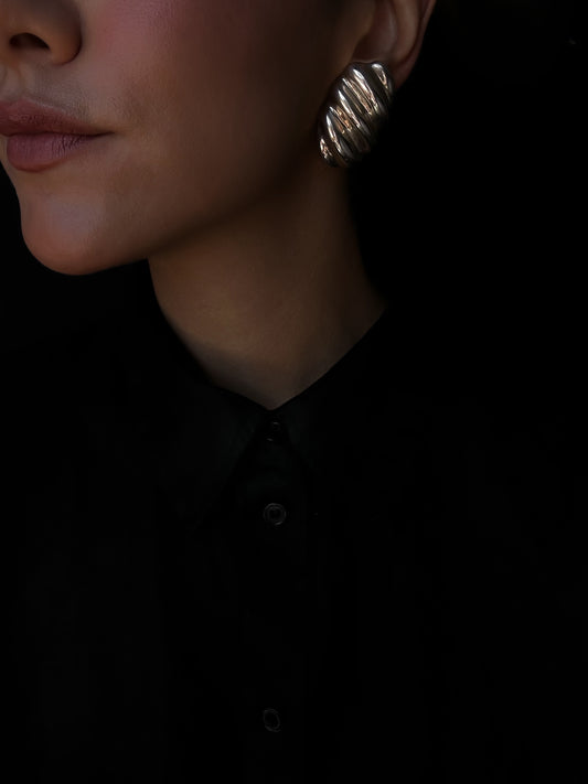 Silver Ridge Wave Earrings|Vintage Baazaar 