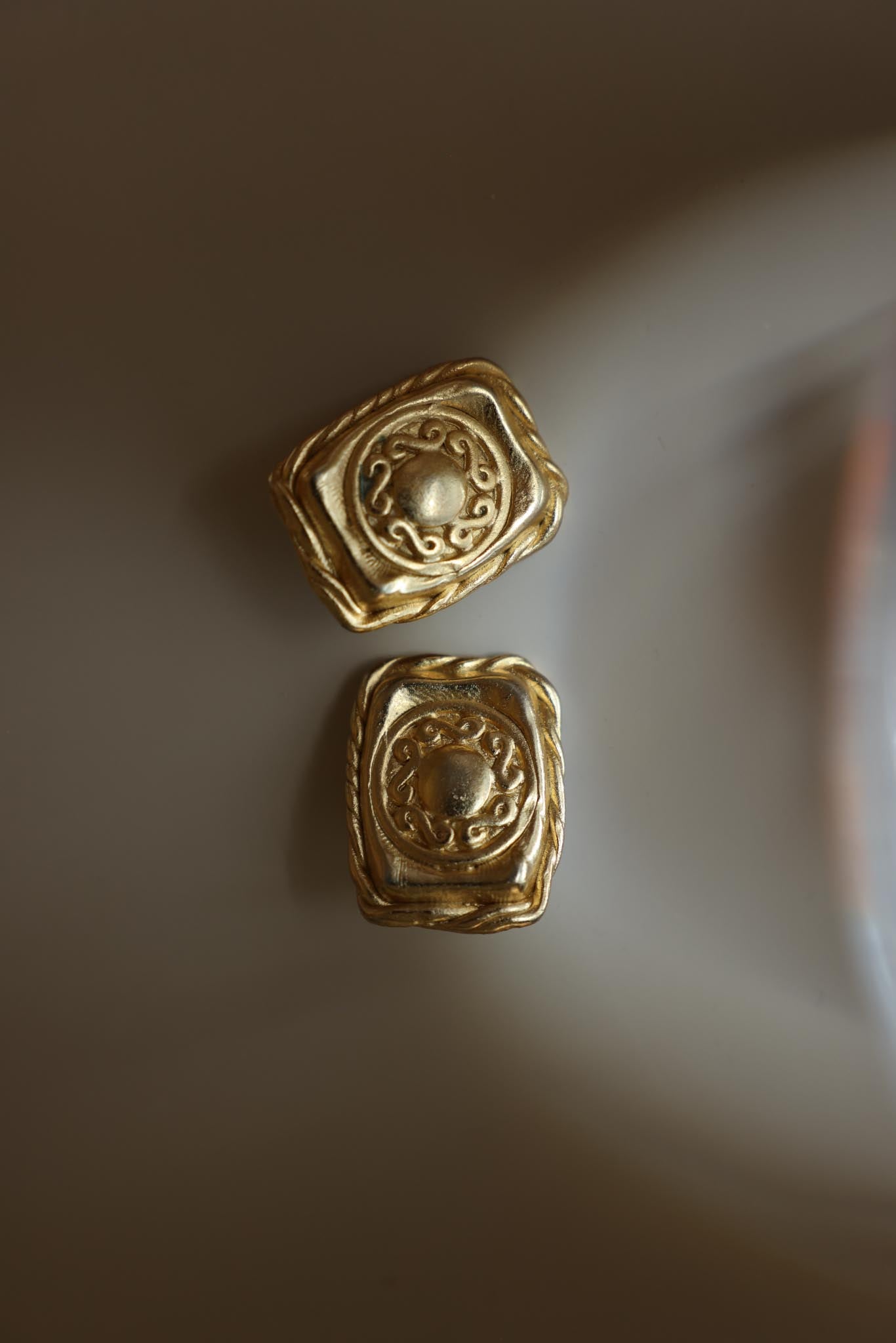Matte Gold Ornate Clip-On Earrings