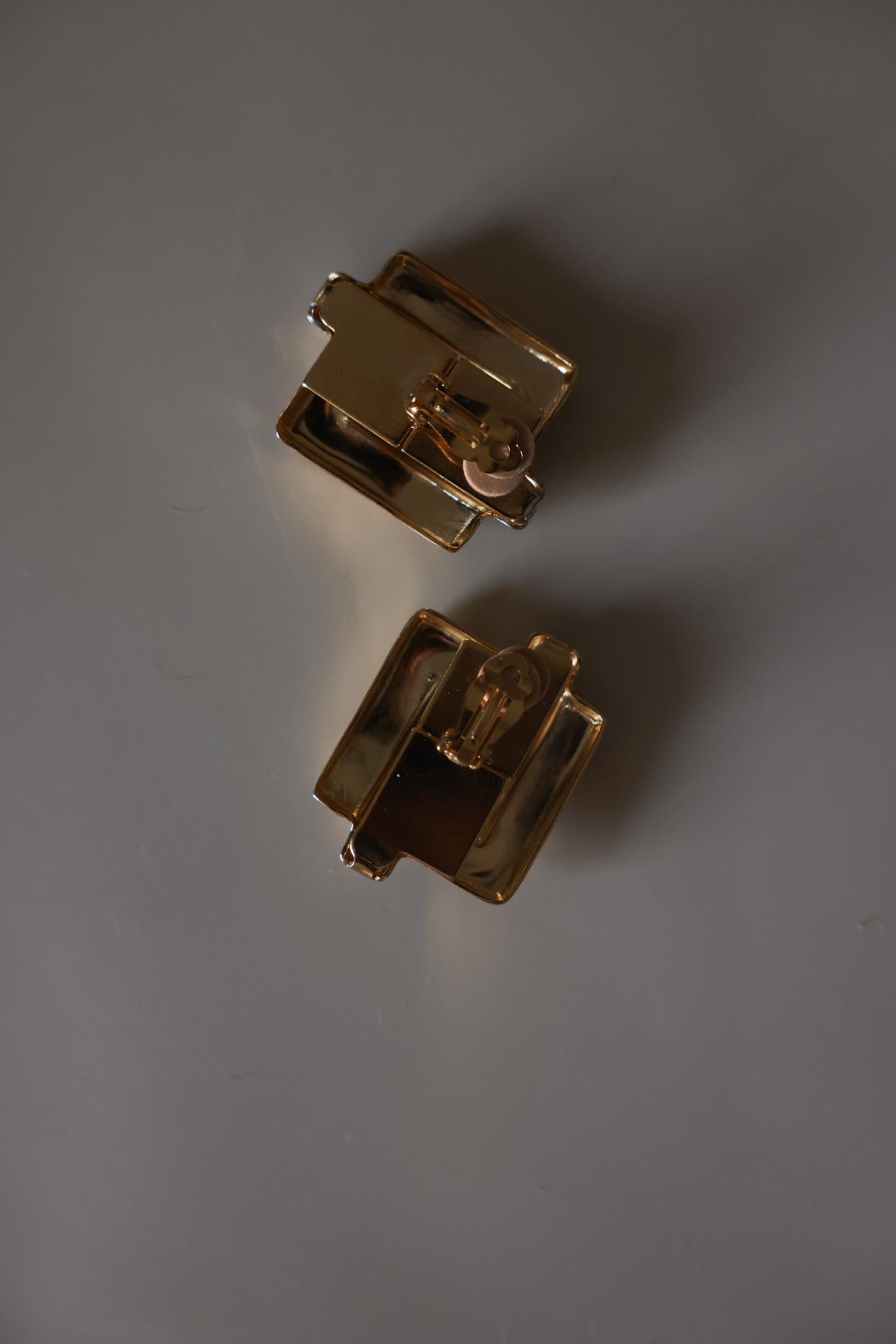Two-Tone Geometric Clip-On Earrings