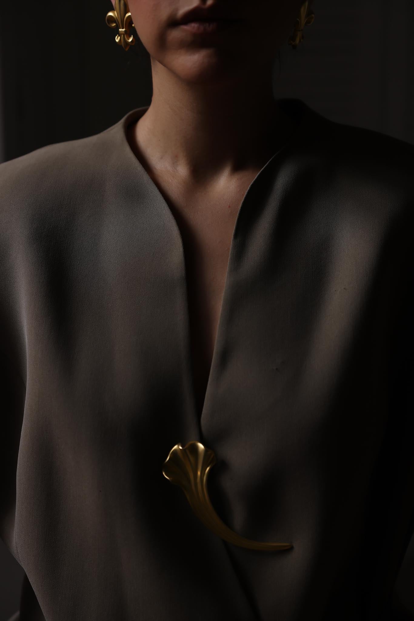 Matte Gold Sculptural Statement Brooch