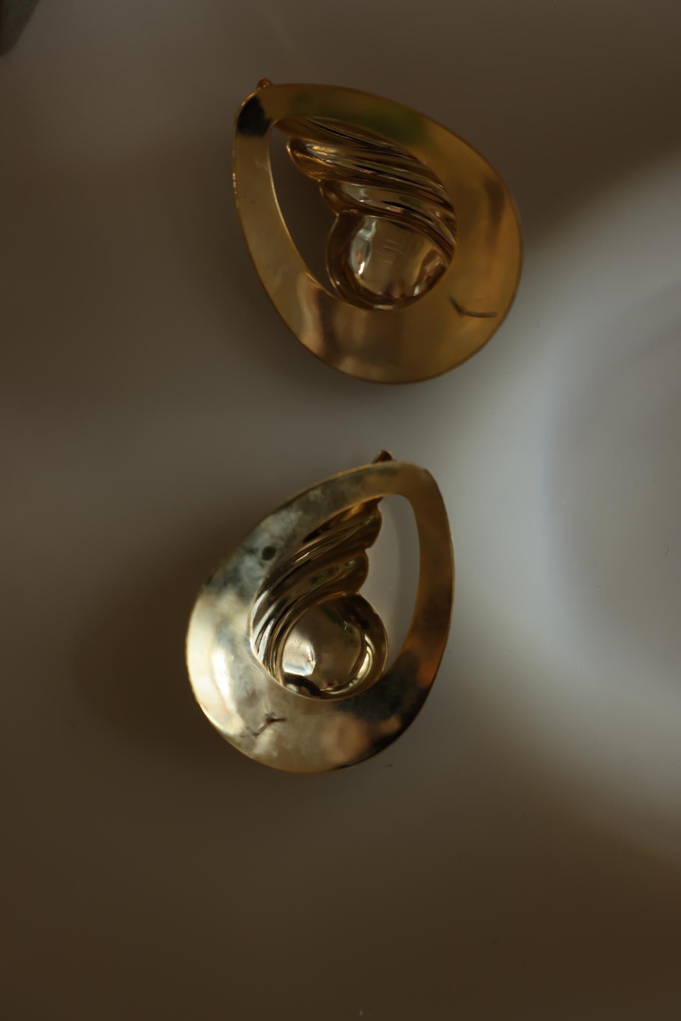 Two-Tone Sculptural Statement Pierced Earrings