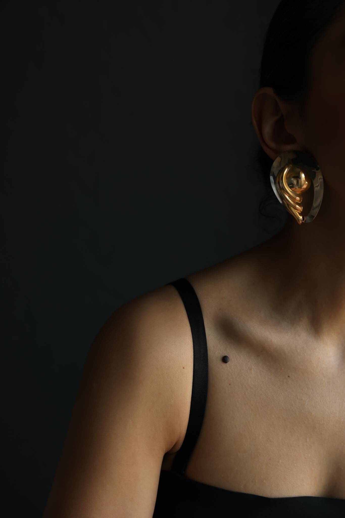 Two-Tone Sculptural Statement Pierced Earrings
