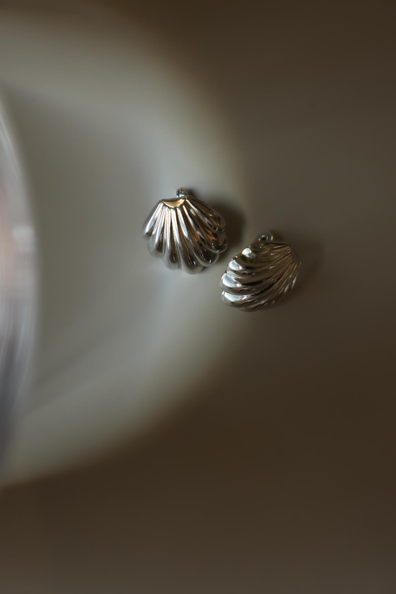 Monet Silvertone Shell Clip-On Earrings