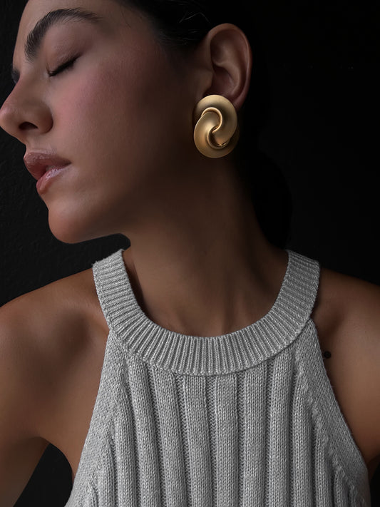Golden Swirl Eclipse Earrings|Vintage Baazaar 