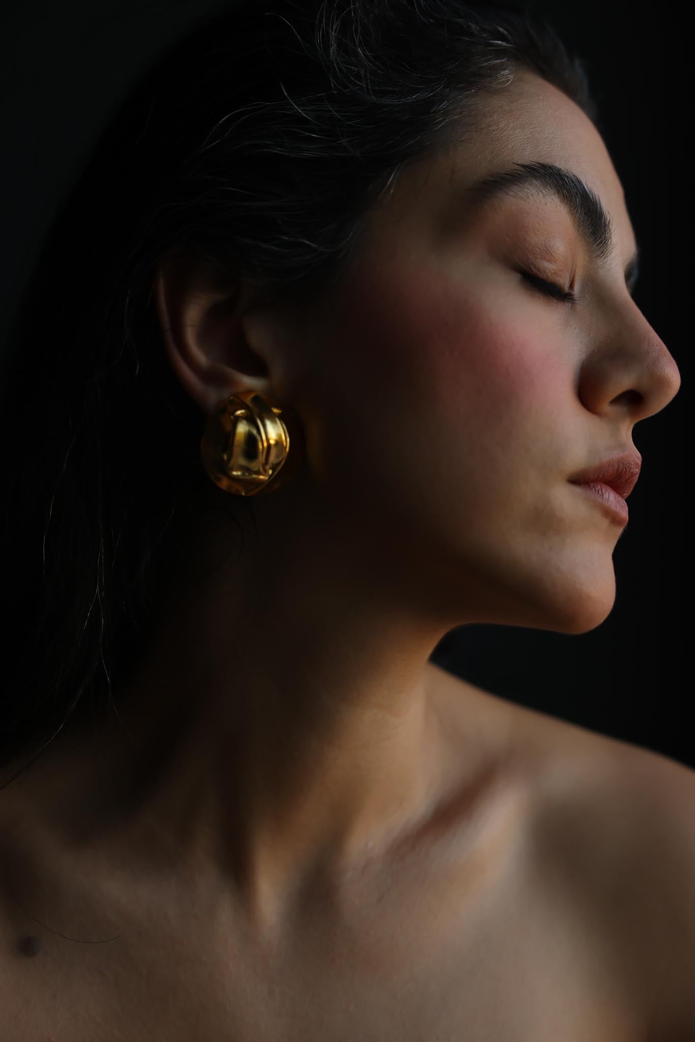Gold Dome Knot Clip-On Earrings