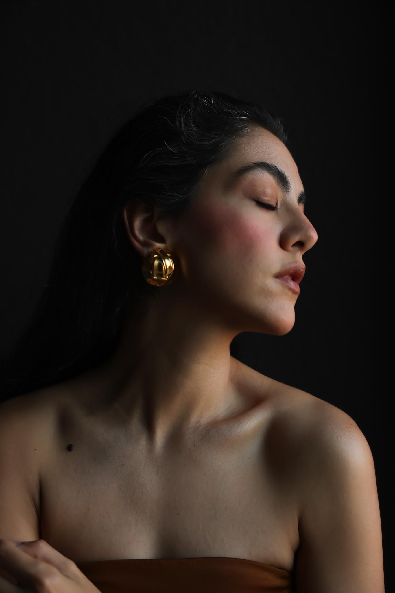 Gold Dome Knot Clip-On Earrings