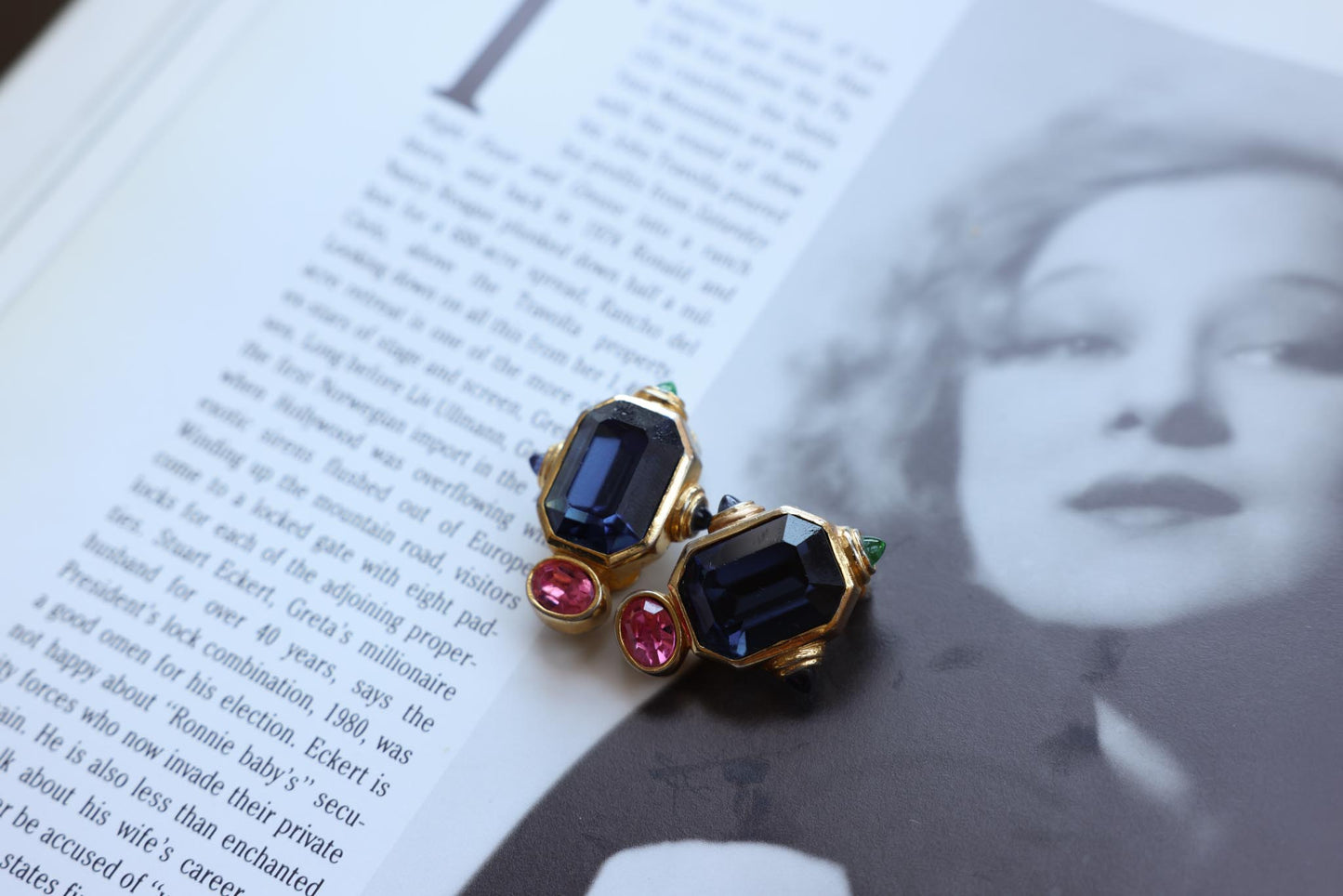 Meresca Etruscan Crystal Earrings|Vintage Baazaar 
