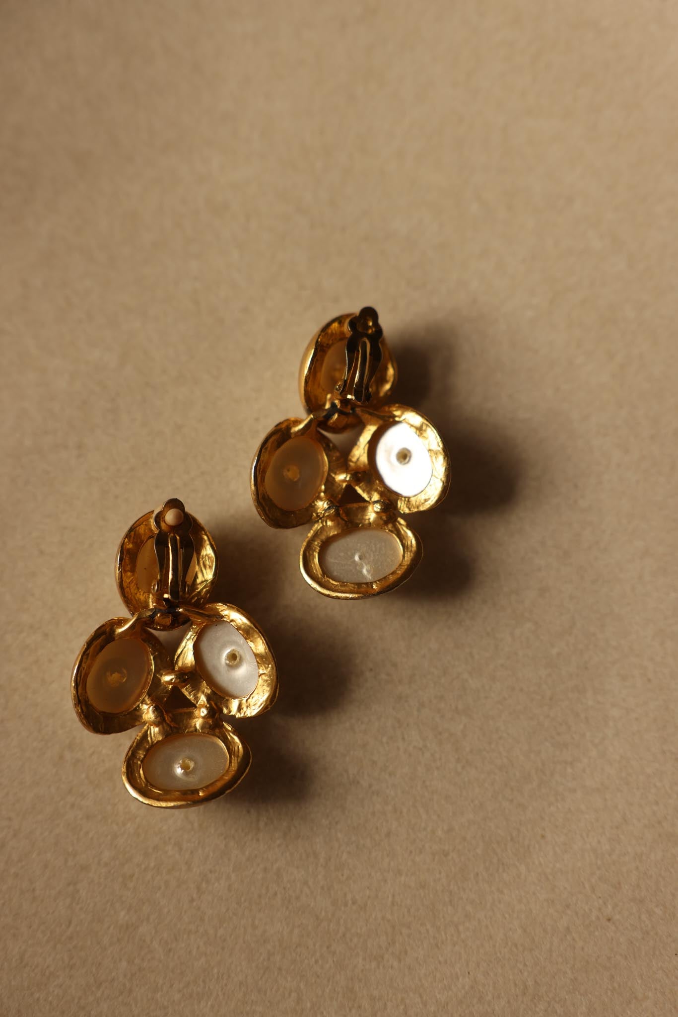 Gold-Tone Faux Pearl Clip-On Earrings|Vintage Baazaar 