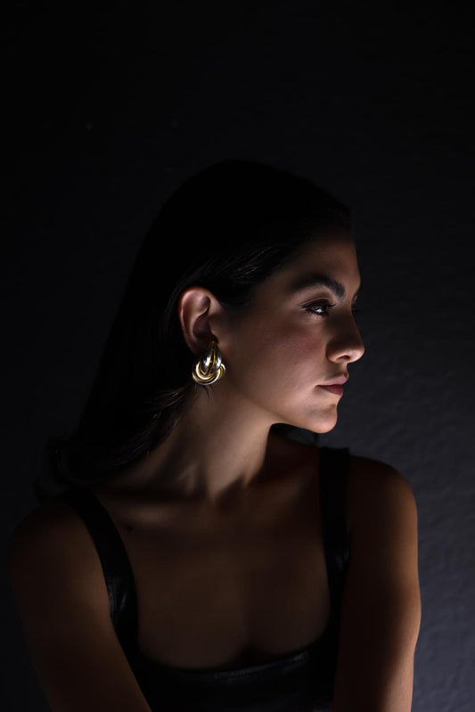 Gold Tone Intertwined Earrings|Vintage Baazaar 