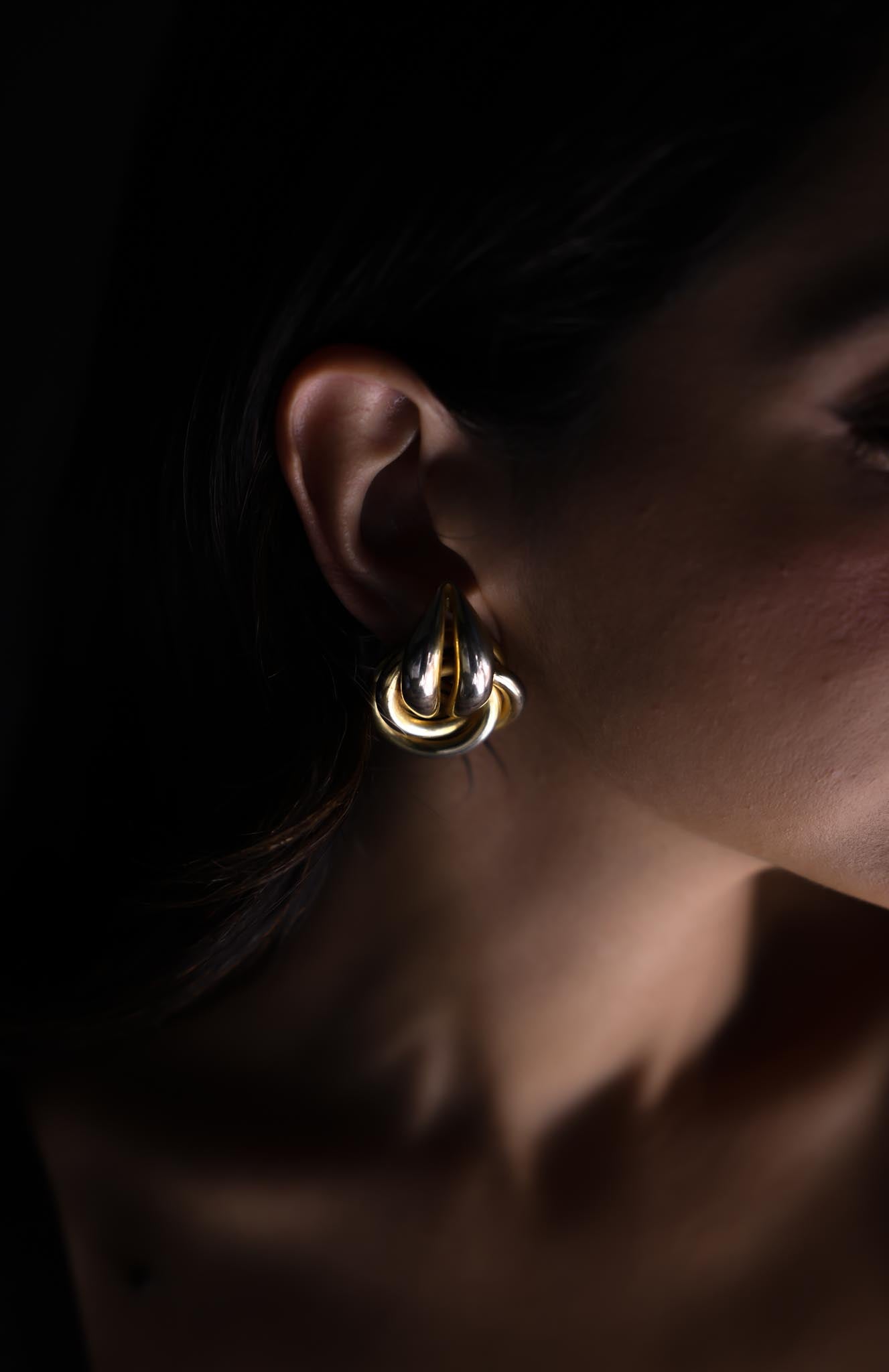 Gold Tone Intertwined Earrings|Vintage Baazaar 