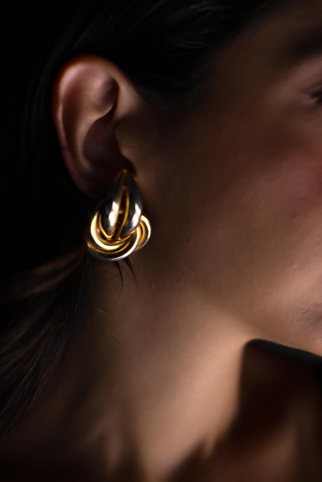 Gold Tone Intertwined Earrings|Vintage Baazaar 