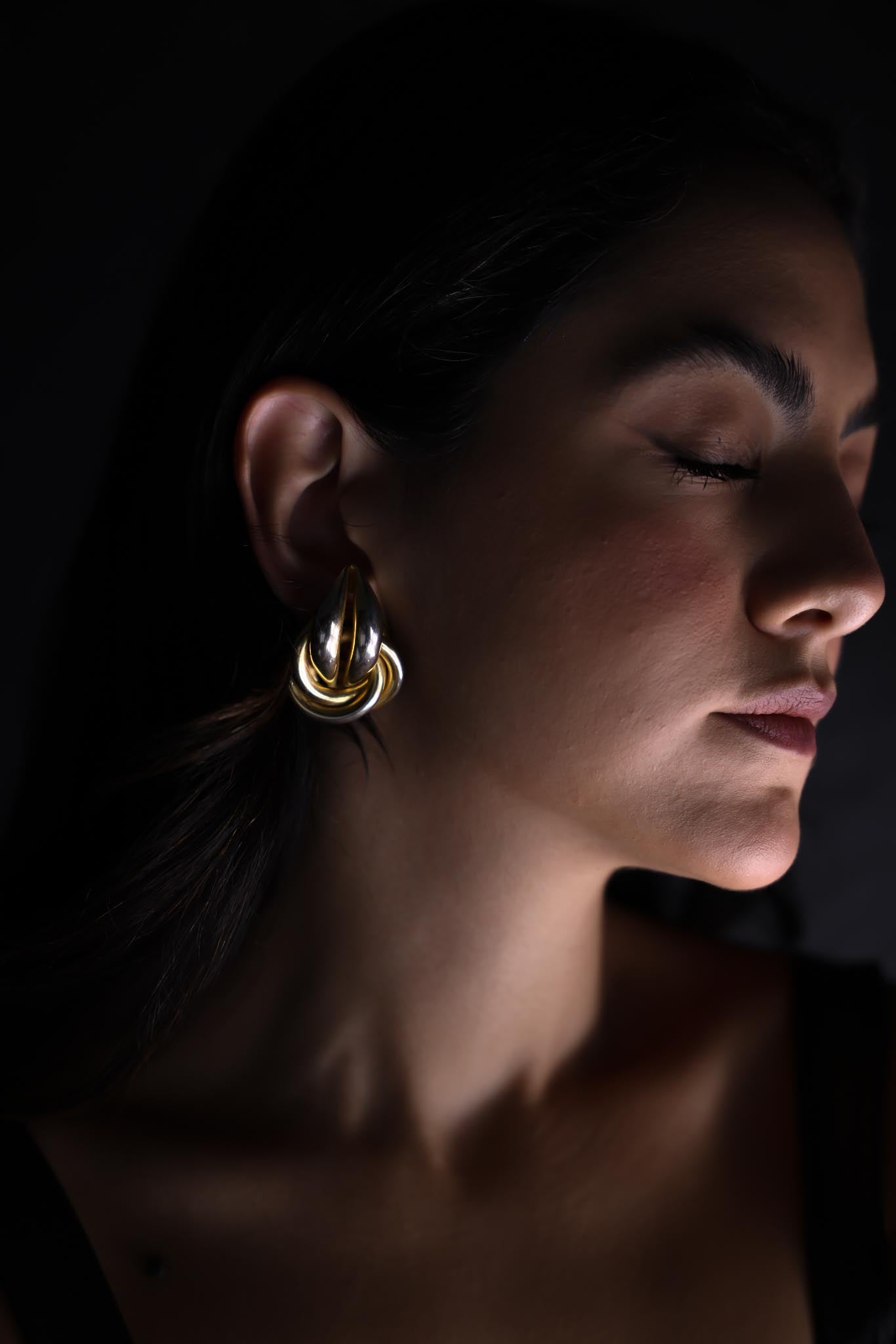 Gold Tone Intertwined Earrings|Vintage Baazaar 