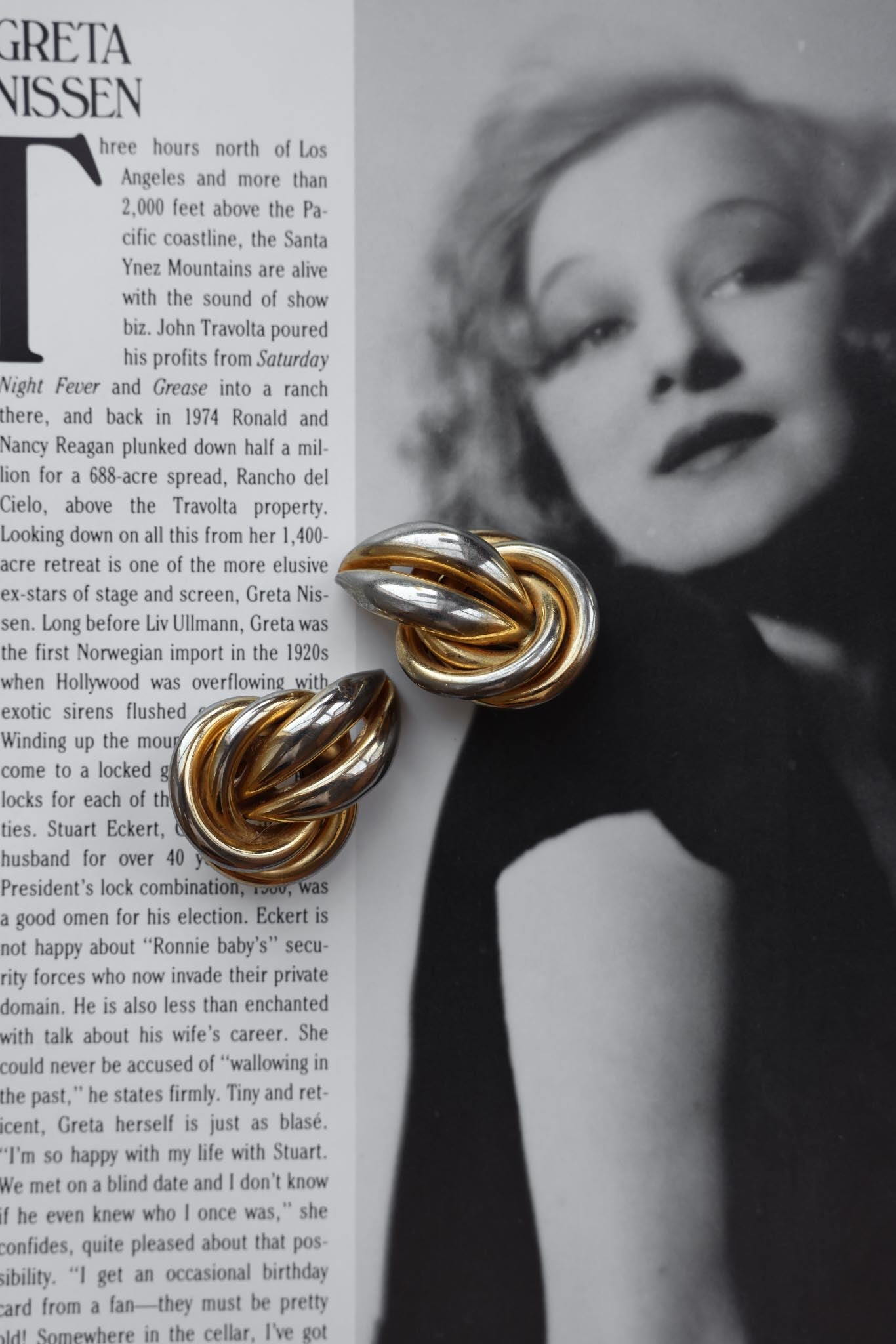 Gold Tone Intertwined Earrings|Vintage Baazaar 