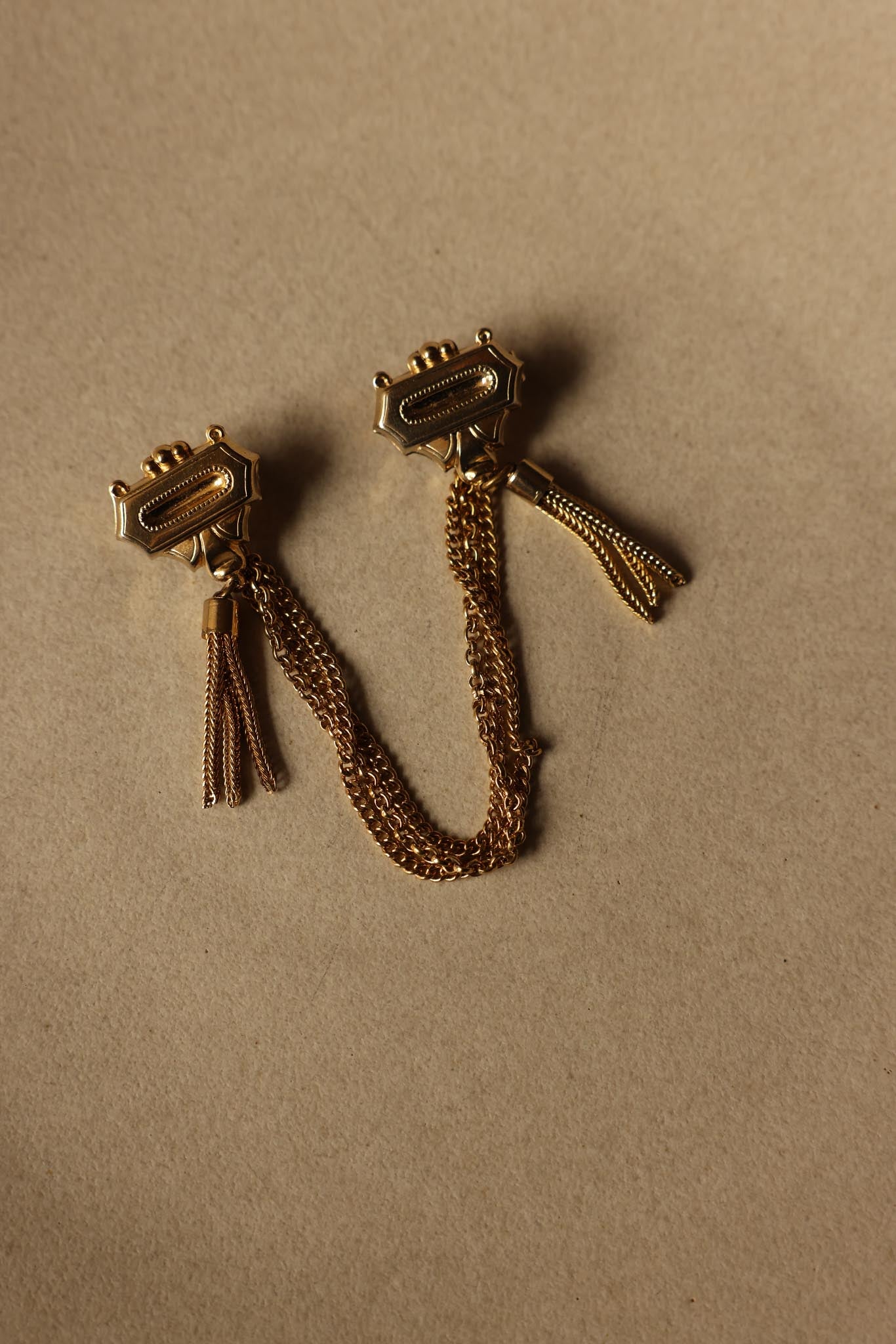 Gold-Tone Chain and Tassel Brooch - 1960s|Vintage Baazaar 