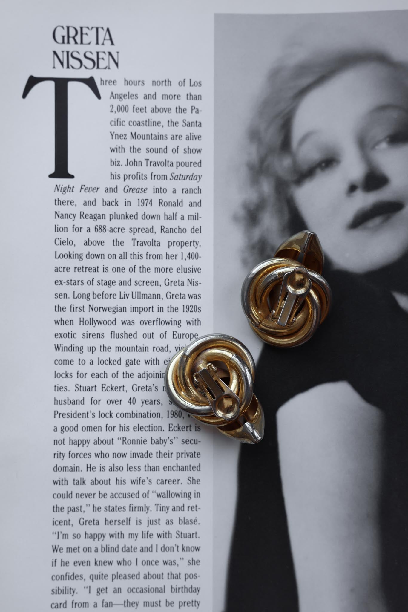 Gold Tone Intertwined Earrings|Vintage Baazaar 