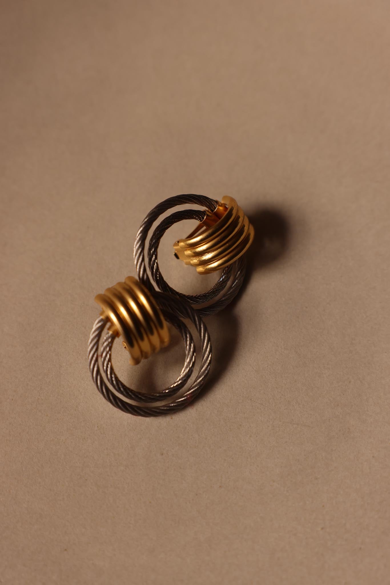 Two-Tone Cable Hoop Clip-On Earrings