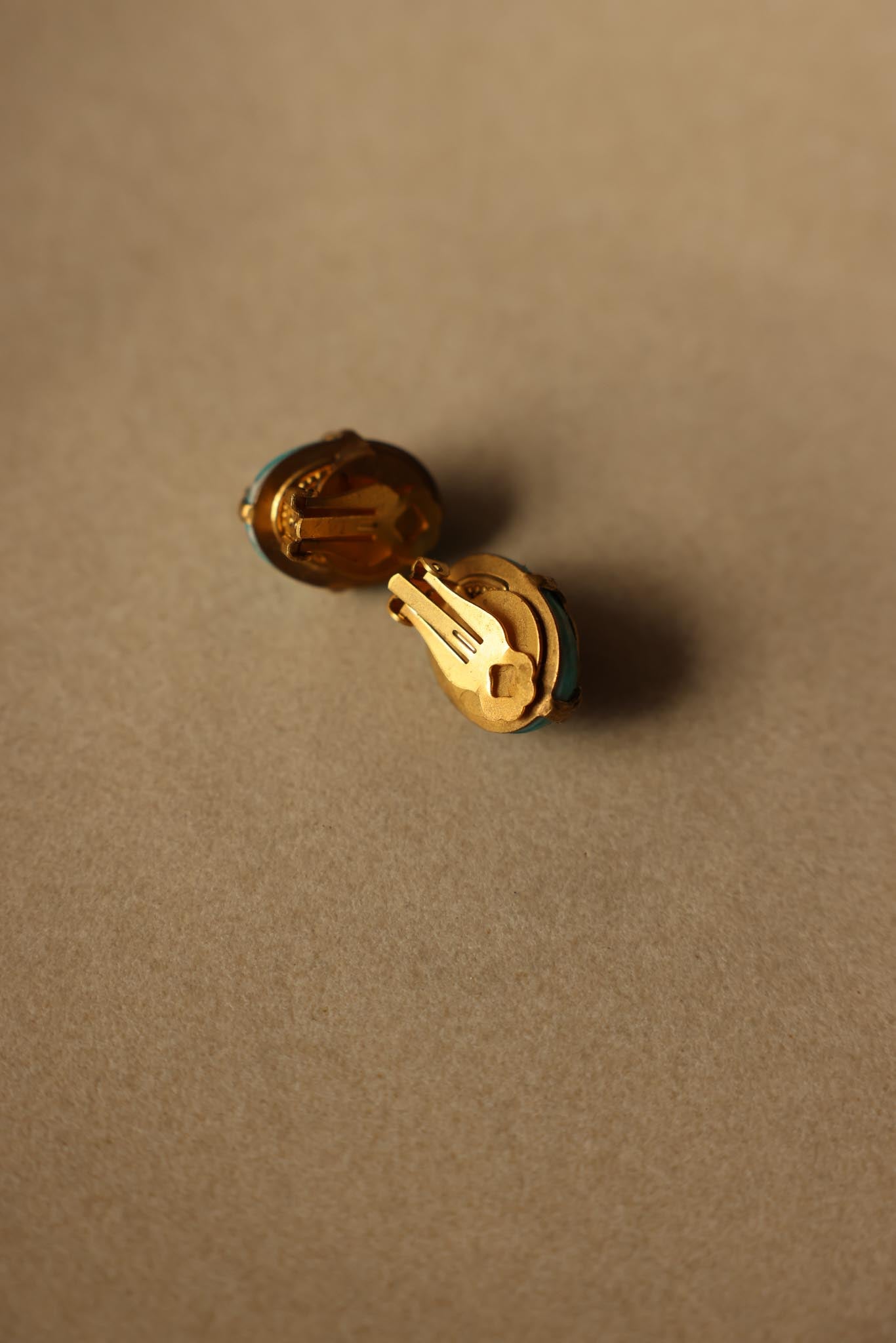 Gold-Plated Clip-On Earrings with Ornate Detailing|Vintage Baazaar 