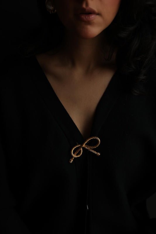 Golden Bow Rope Brooch