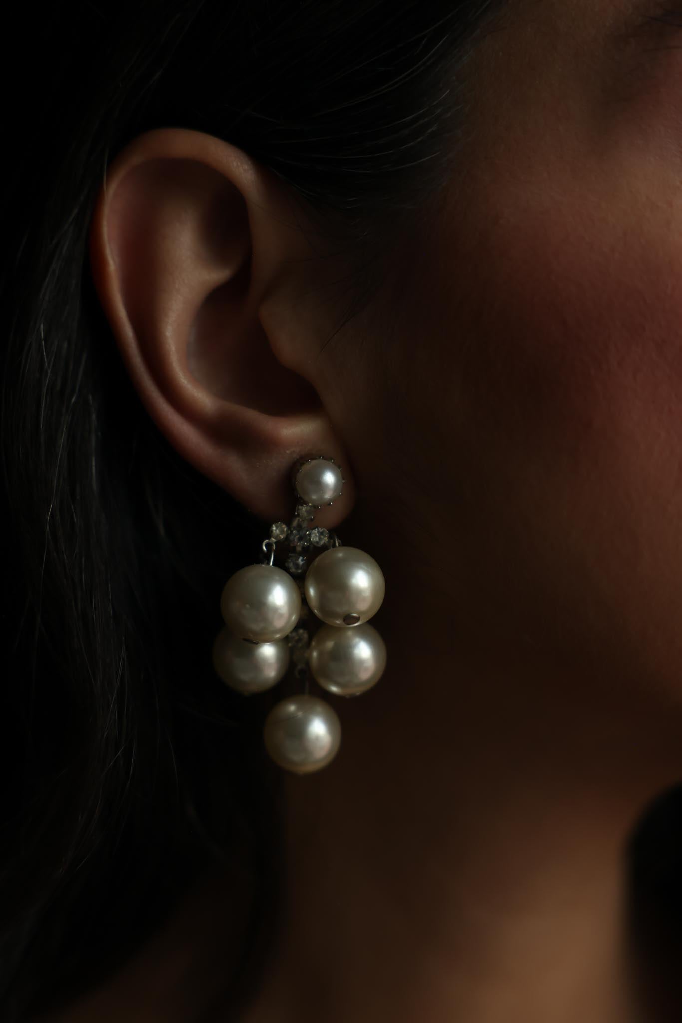 Pearl Cluster Clip-On Earrings