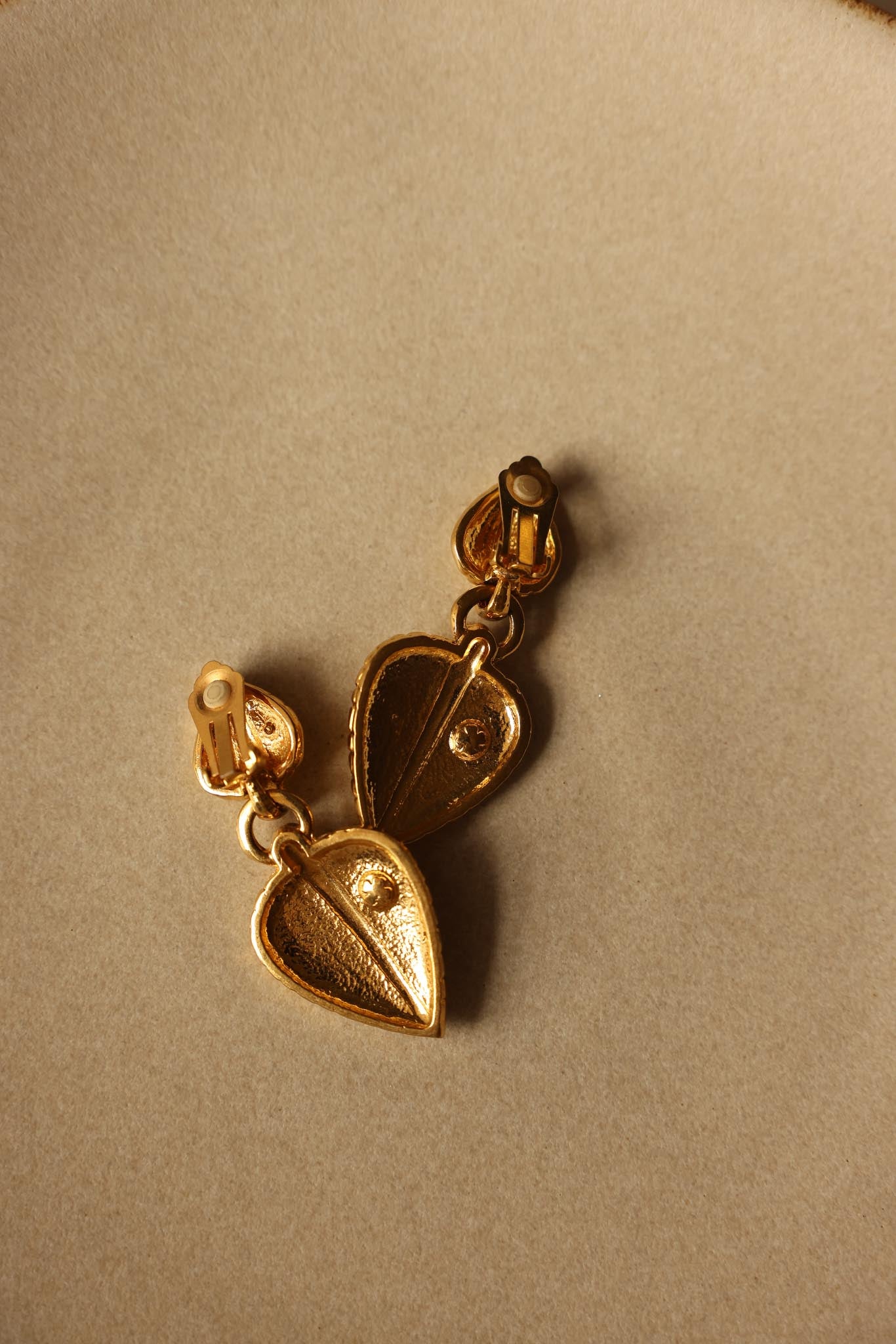 Gold-Filled Clip-On Earrings with Multicolor Accents|Vintage Baazaar 
