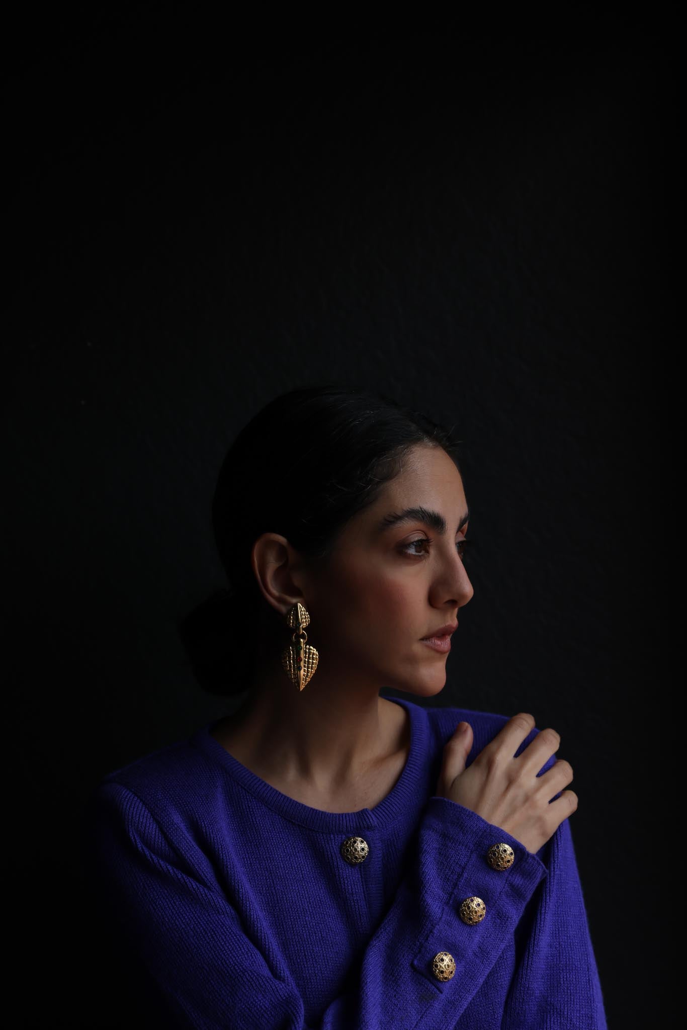 Gold-Filled Clip-On Earrings with Multicolor Accents|Vintage Baazaar 
