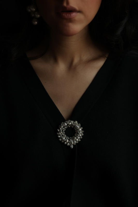 Crystal Wreath Circle Brooch