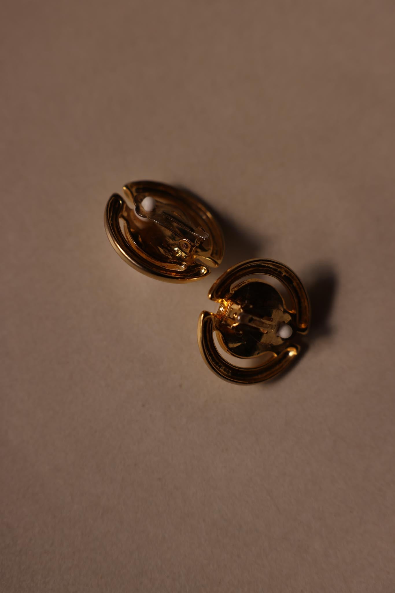 Gold Tone Pearl Circle Clip-On Earrings