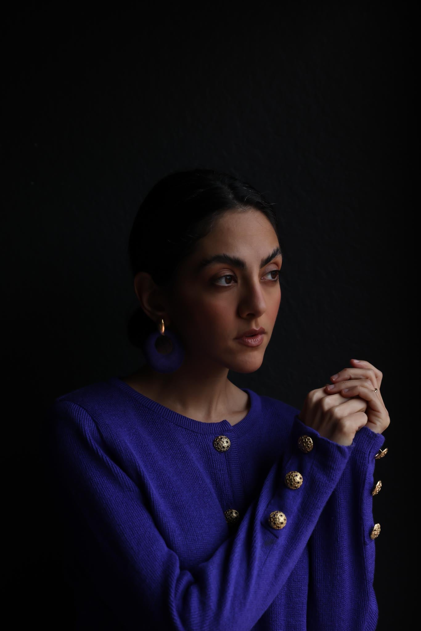 Purple Suede Crescent Earrings|Vintage Baazaar 