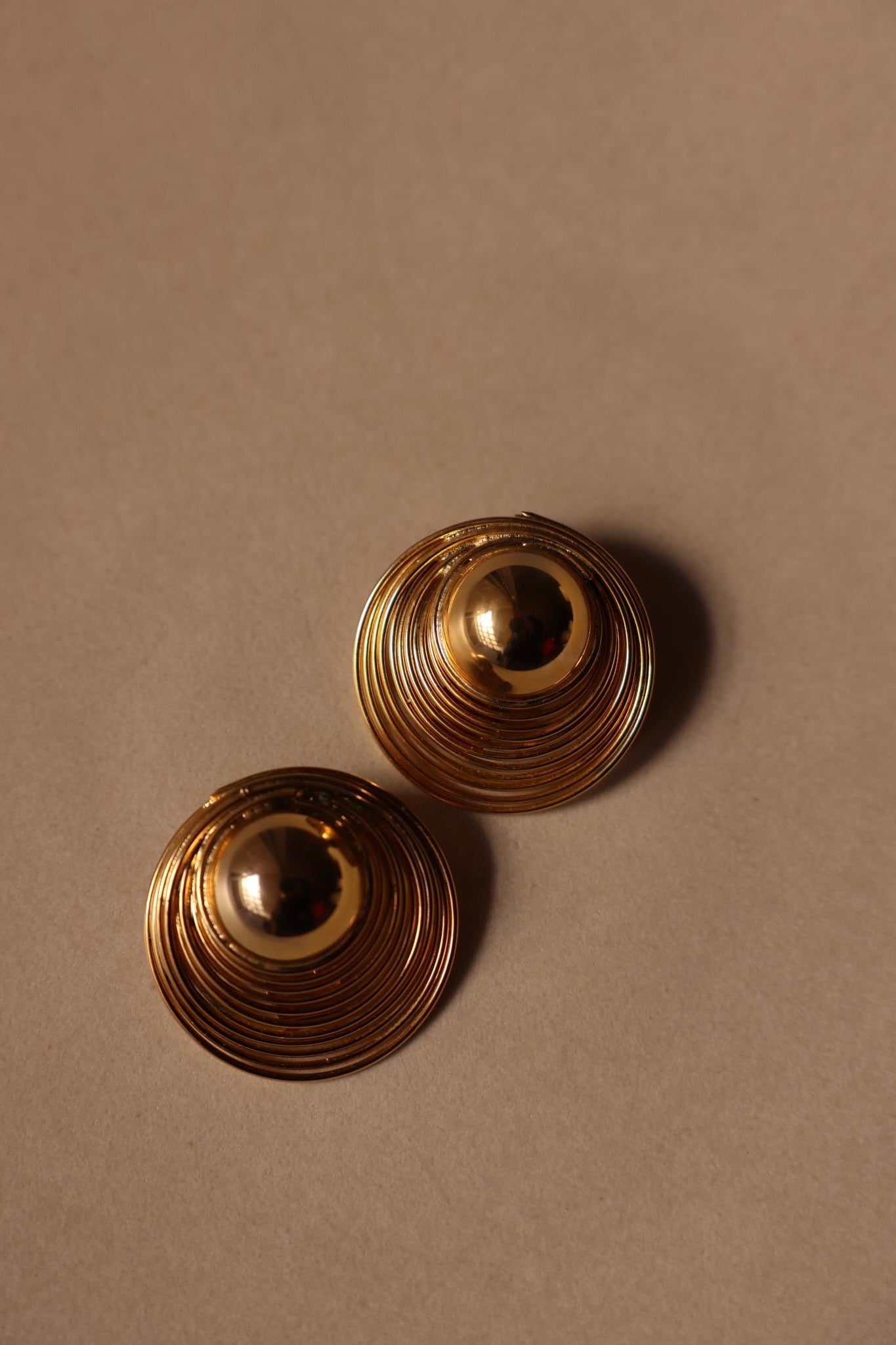 Gold Tone Spiral Dome Clip-On Earrings
