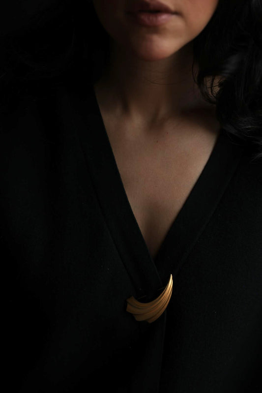 P.E.P Matte Gold Abstract Brooch