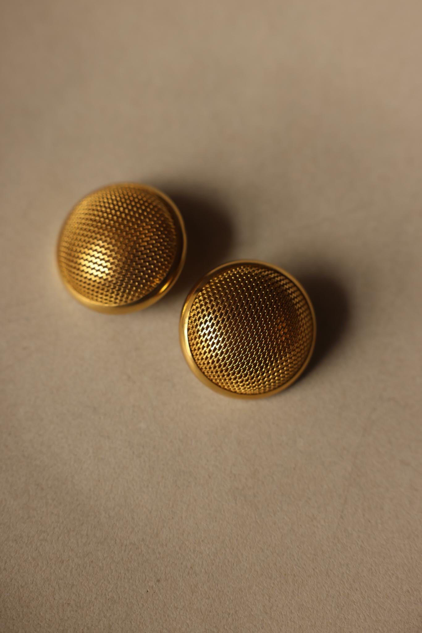 Gold-Tone Dome Clip-On Earrings|Vintage Baazaar 