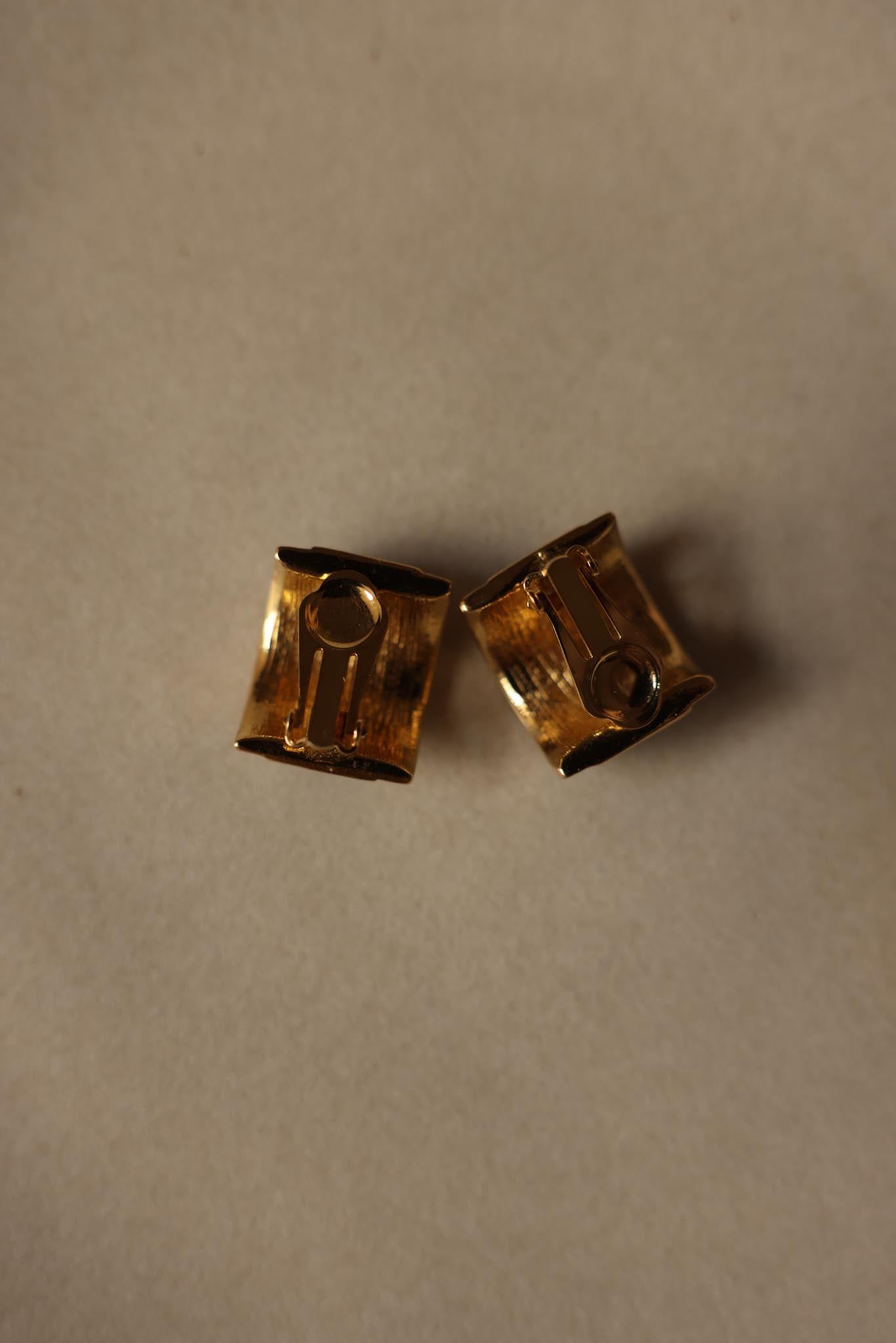 Gold-Tone Blue and Rhinestone Clip-On Earrings – 1980s